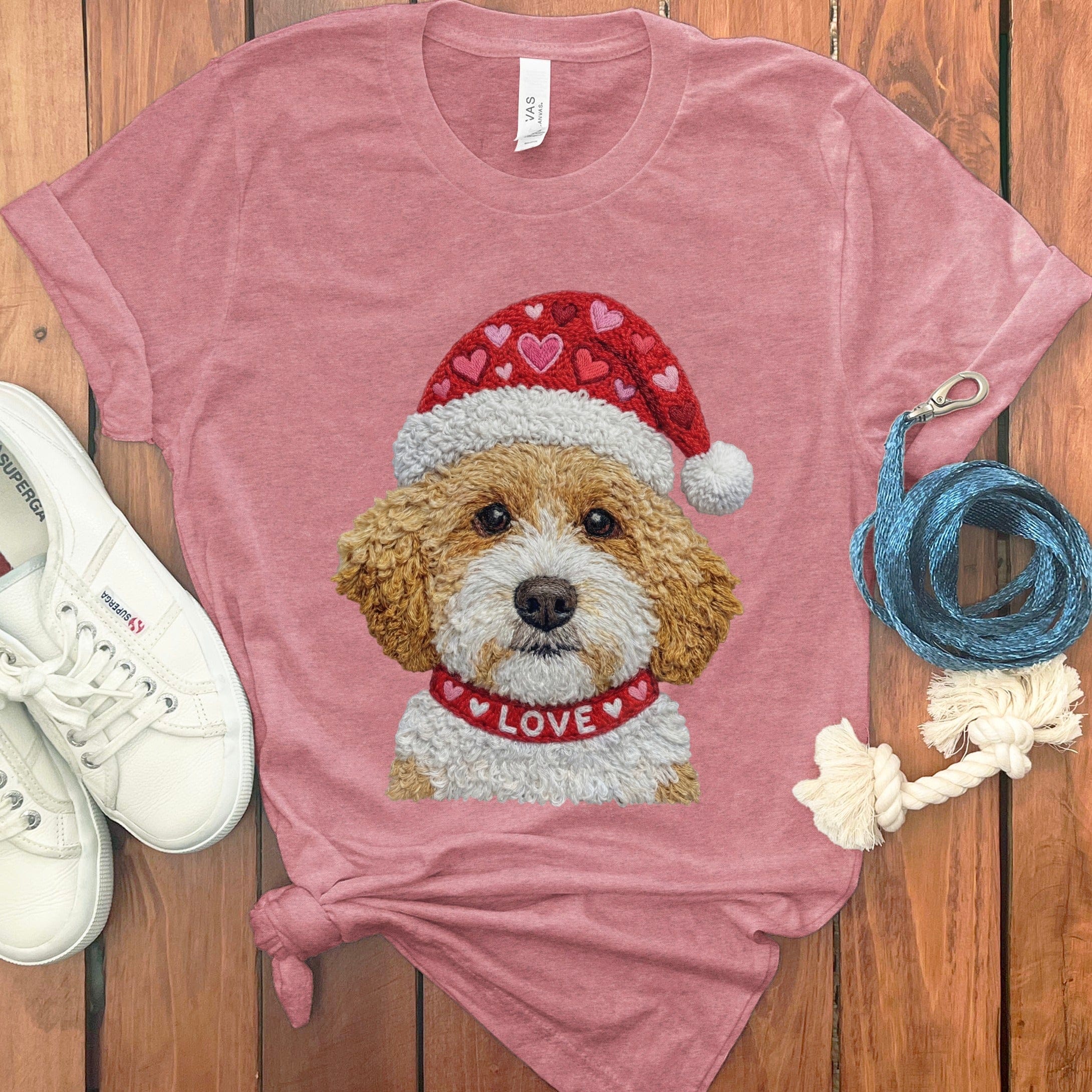 Cavapoo Love Heart T-Shirt in Heather Mauve / S by Puppy Jo
