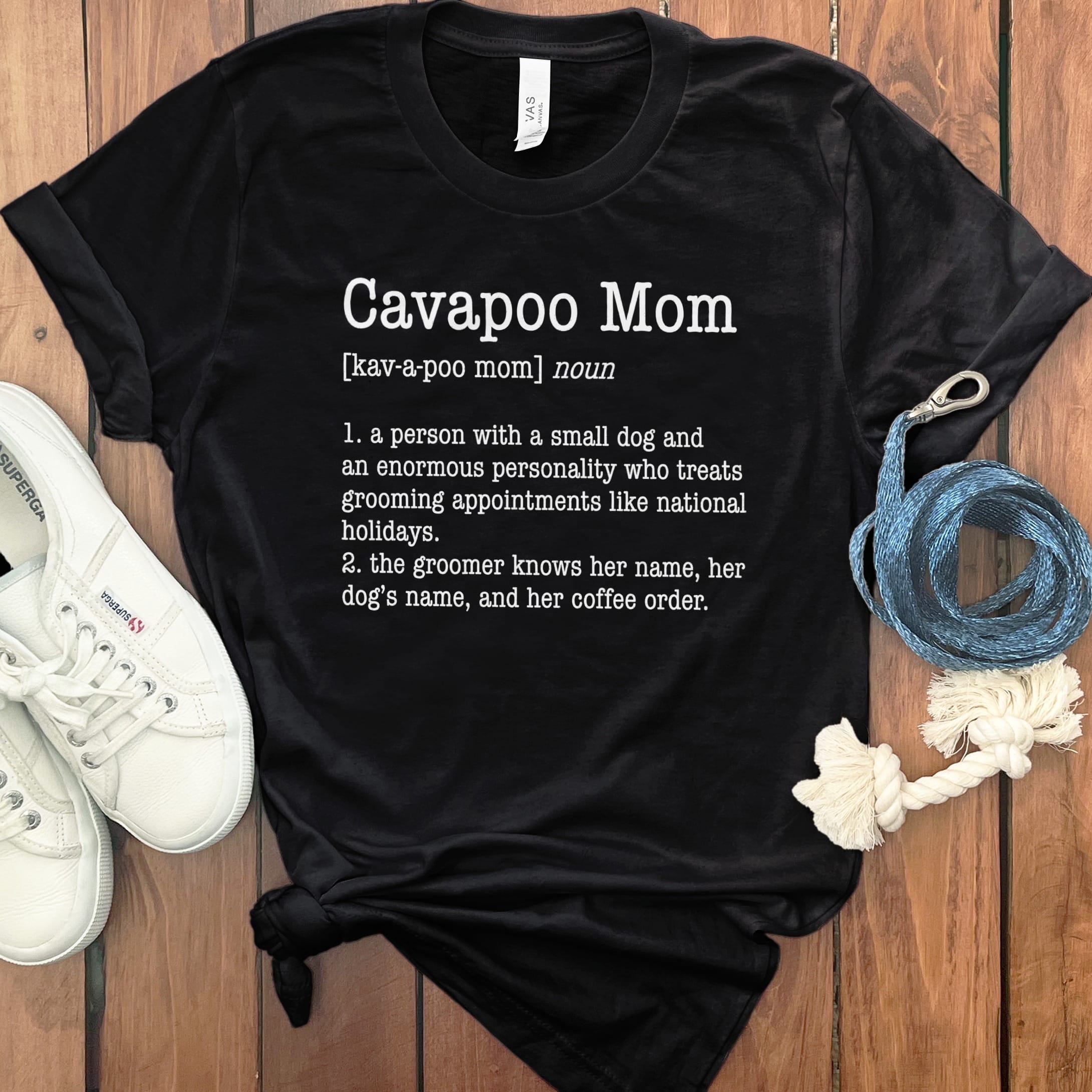 Cavapoo Mom Dictionary T-Shirt in Black / S by Puppy Jo