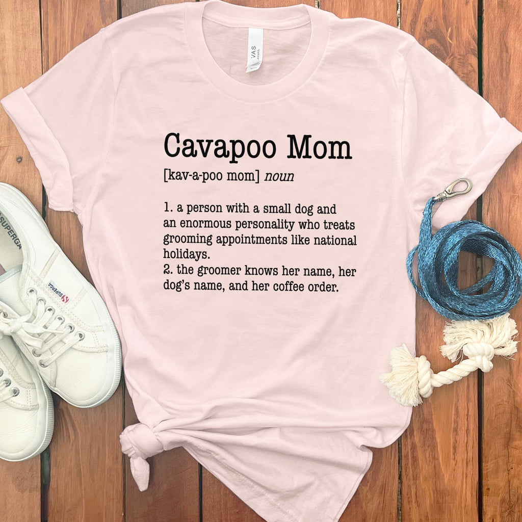 Cavapoo Mom Dictionary T-Shirt in Soft Pink / S by Puppy Jo