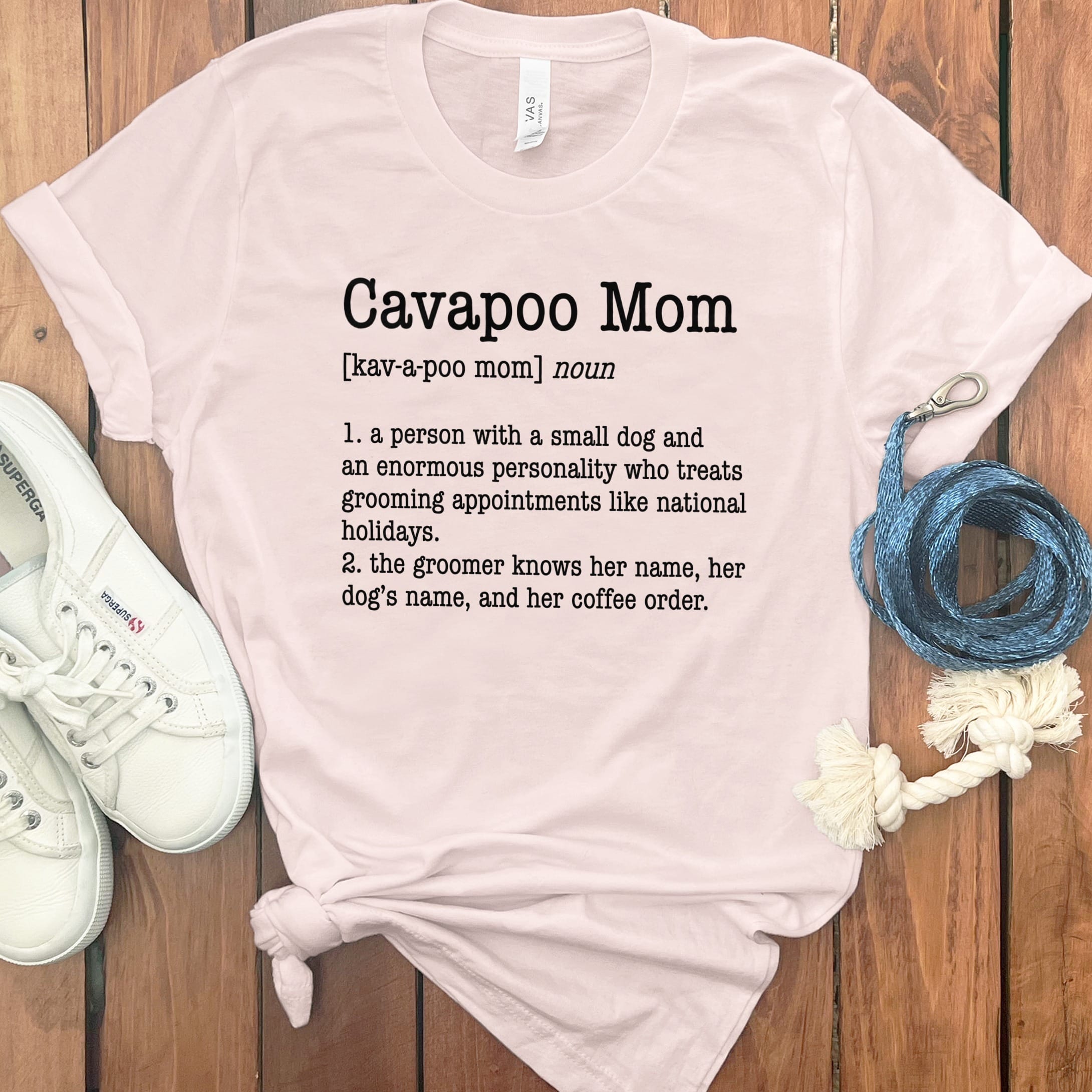 Cavapoo Mom Dictionary T-Shirt in Soft Pink / S by Puppy Jo