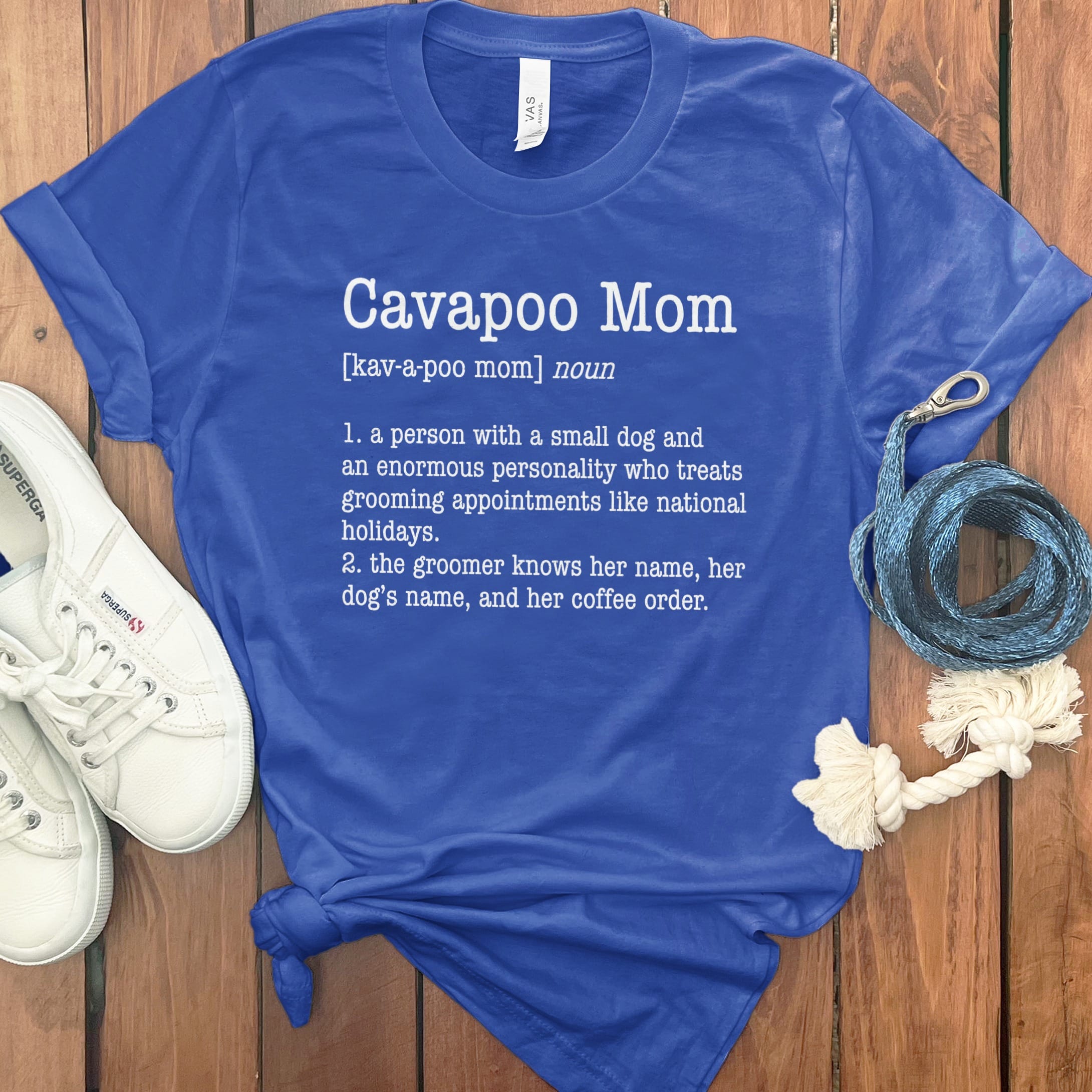 Cavapoo Mom Dictionary T-Shirt in True Royal / S by Puppy Jo
