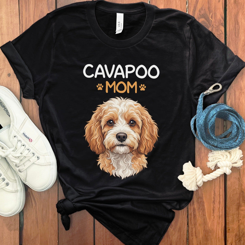 Cavapoo Mom Paw T-Shirt in Black / S by Puppy Jo