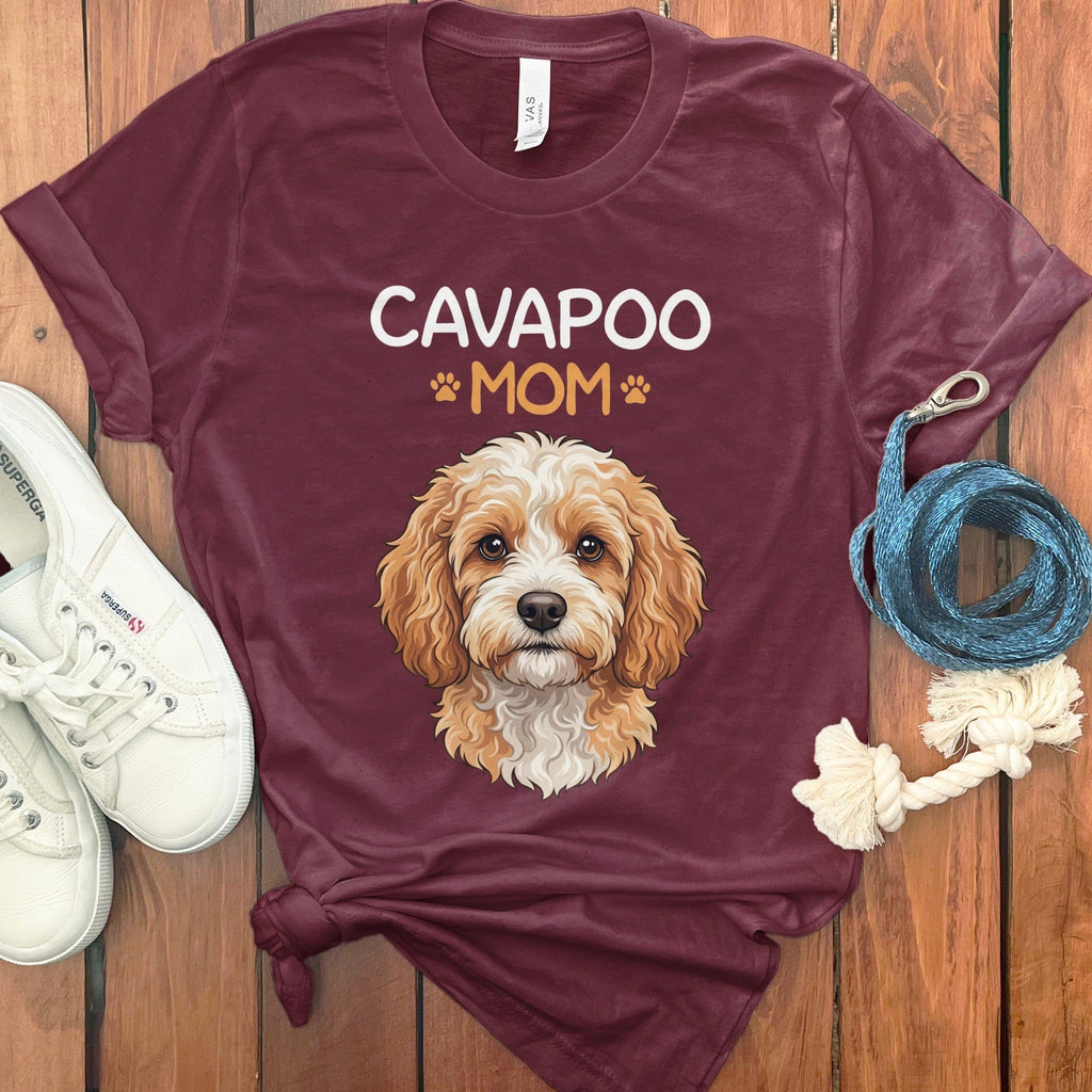 Cavapoo Mom Paw T-Shirt in Maroon / S by Puppy Jo