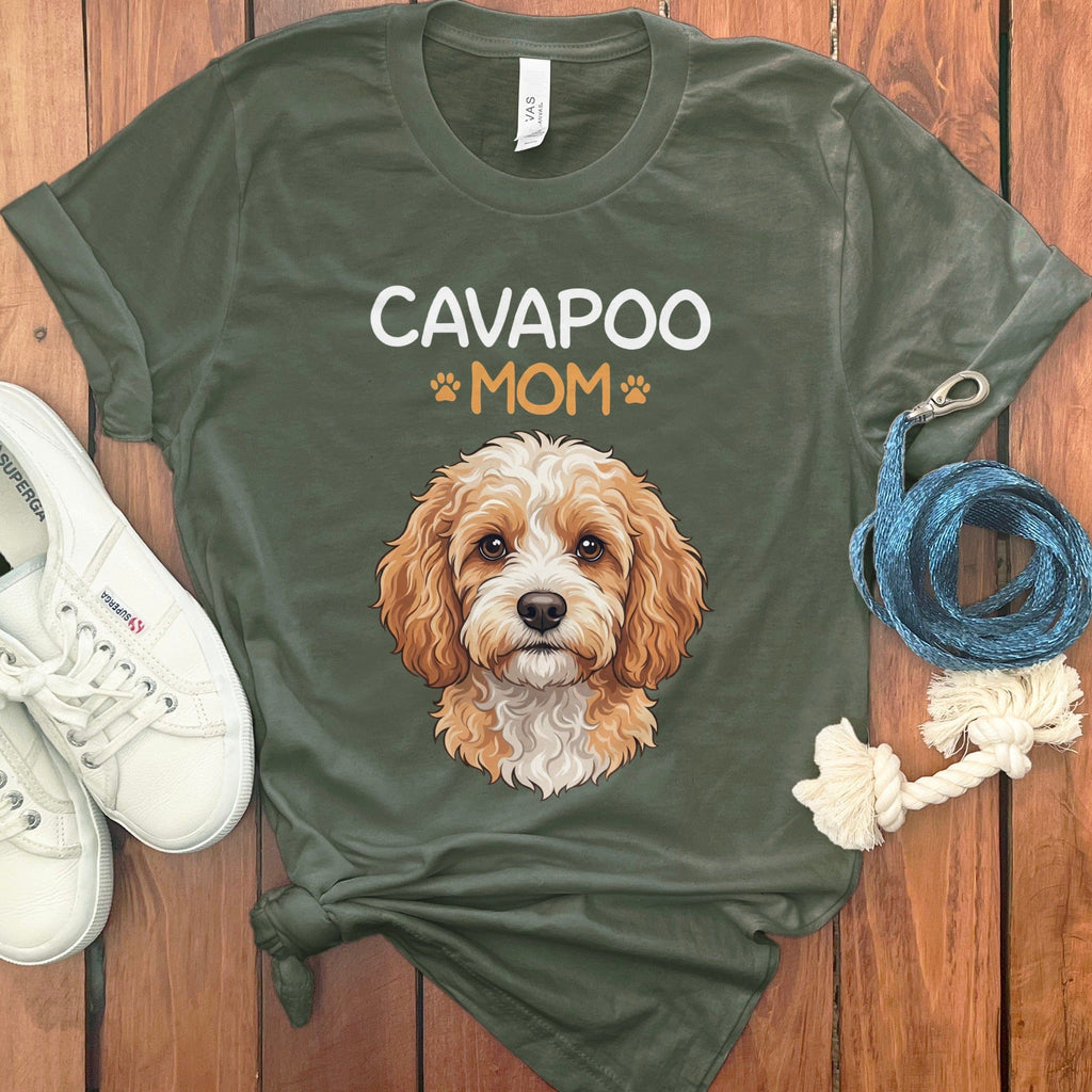 Cavapoo Mom Paw T-Shirt in Military Green / S by Puppy Jo