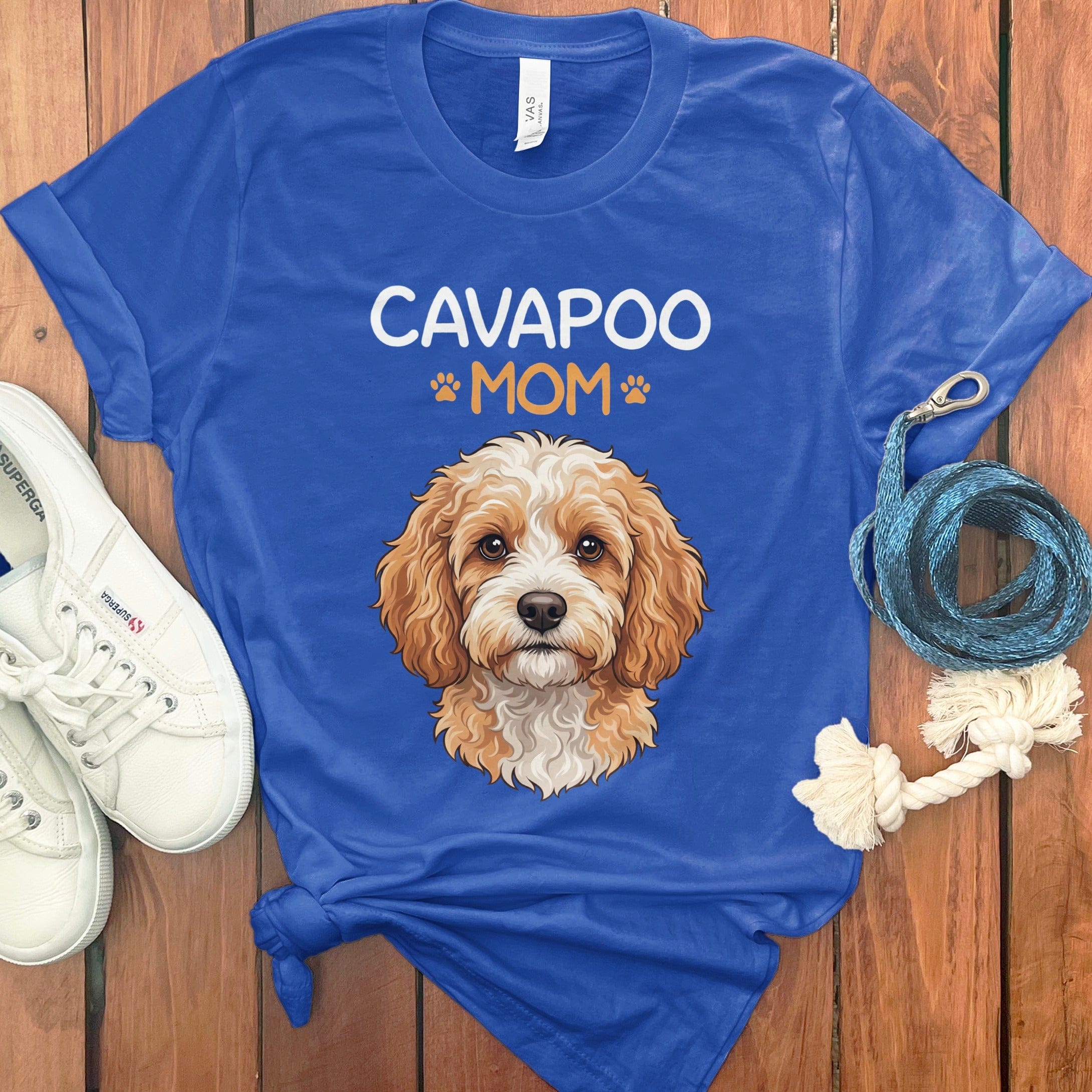 Cavapoo Mom Paw T-Shirt in True Royal / S by Puppy Jo