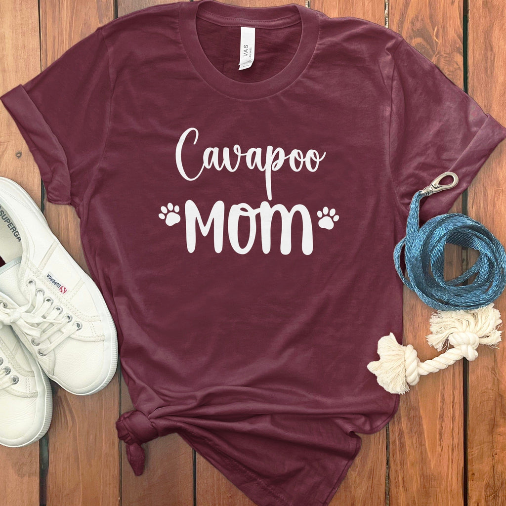 Cavapoo Mom T-Shirt in Maroon / S by Puppy Jo