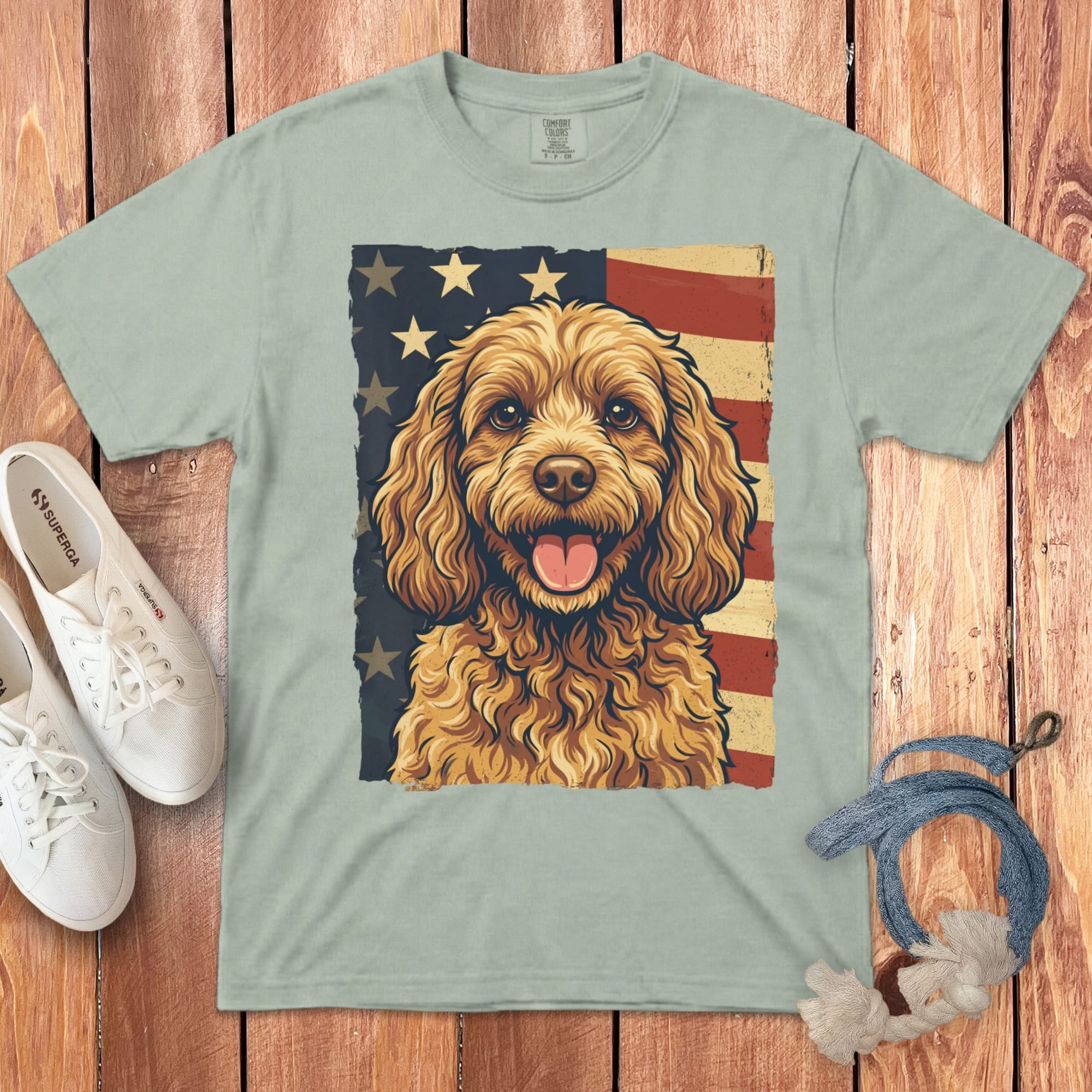 Cavapoo Patriotic Signature T-Shirt in Bay / S by Puppy Jo