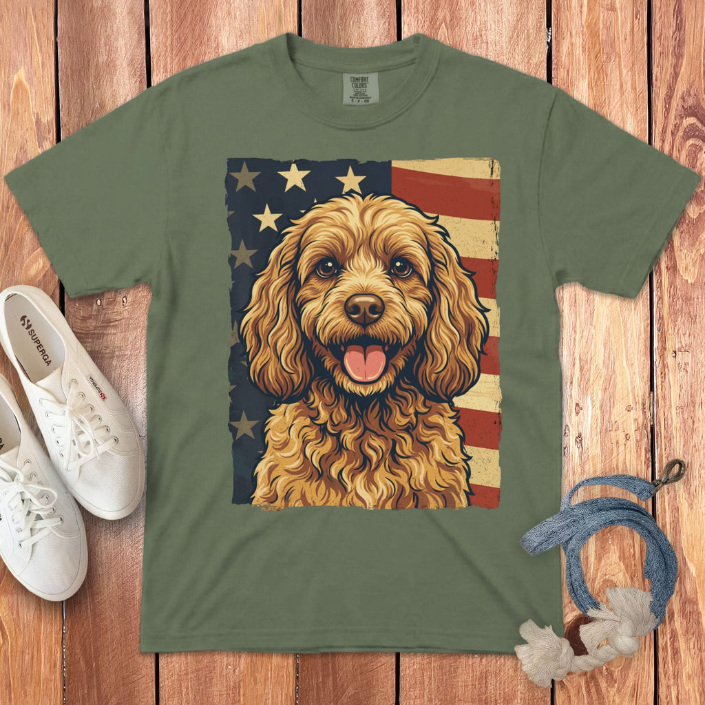 Cavapoo Patriotic Signature T-Shirt in Moss / S by Puppy Jo
