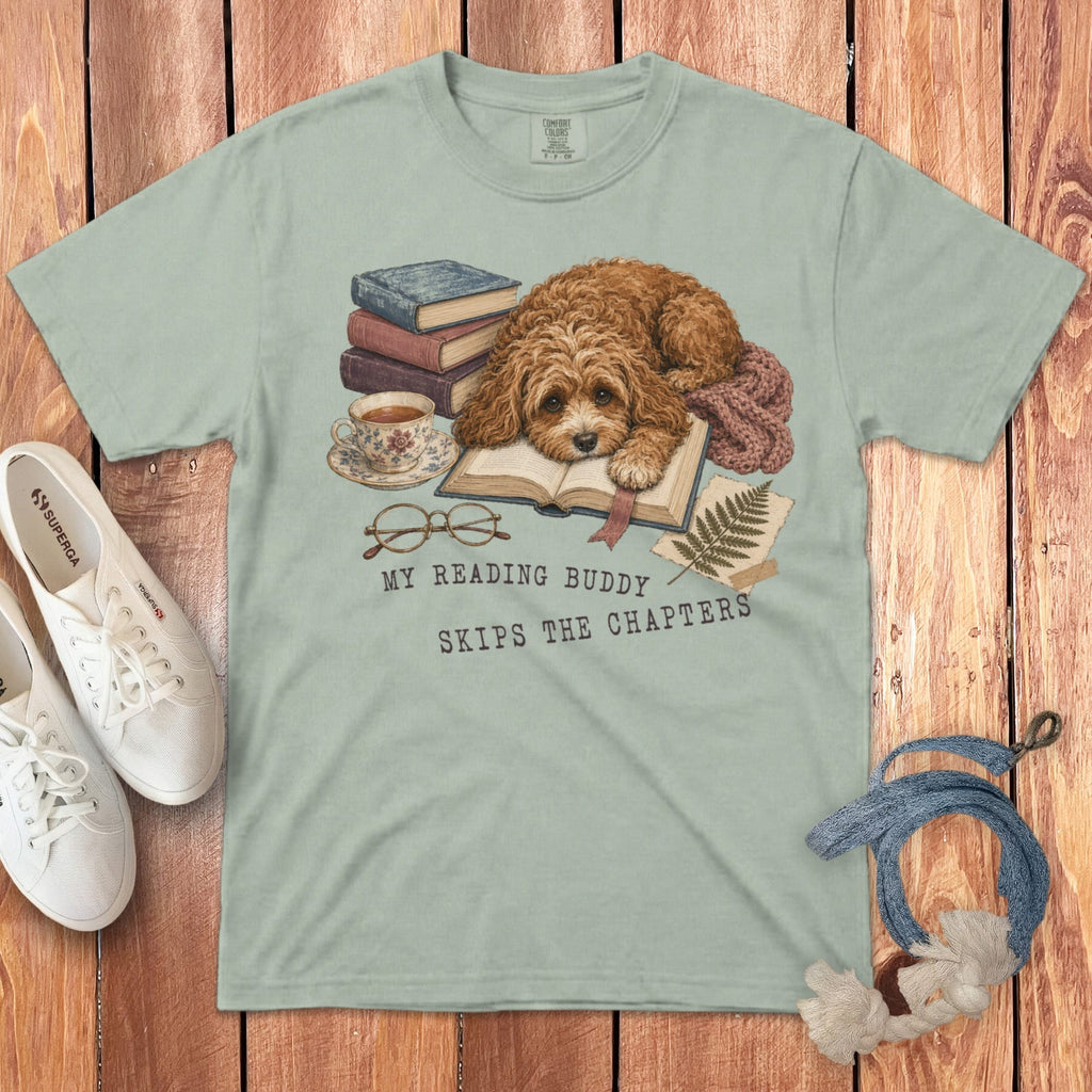 Cavapoo Reading Buddy Signature T-Shirt in Bay / S by Puppy Jo