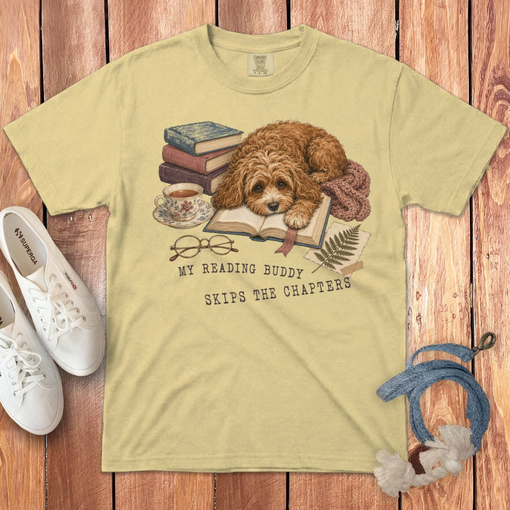 Cavapoo Reading Buddy Signature T-Shirt in Butter / S by Puppy Jo