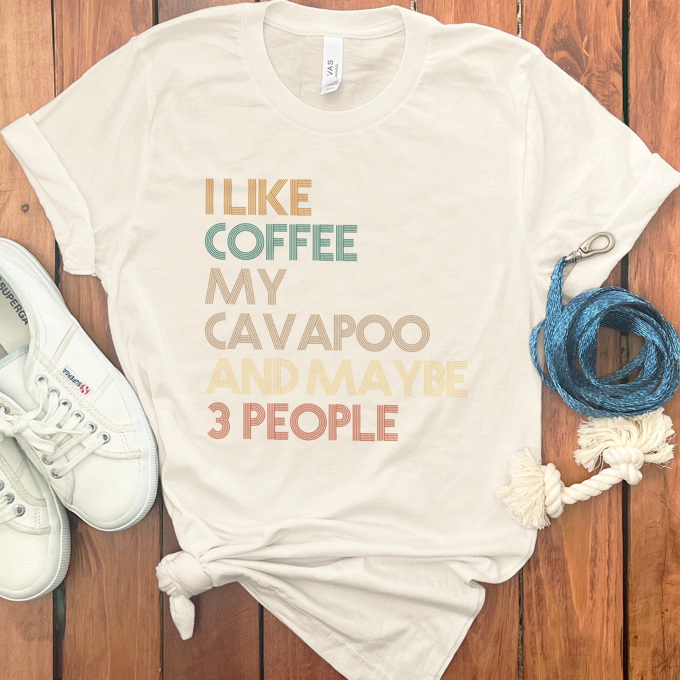 Cavapoo Three People T-Shirt in Natural / S by Puppy Jo