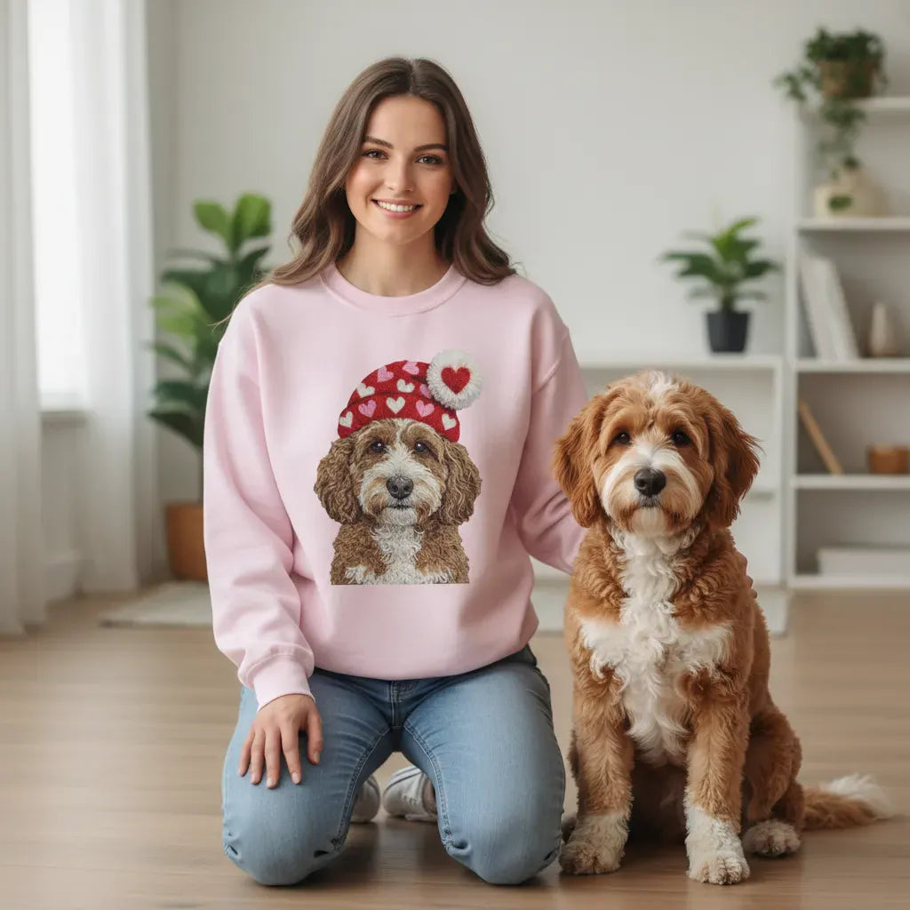 Cavapoo Valentine Charm Faux Yarn Sweatshirt in by Puppy Jo