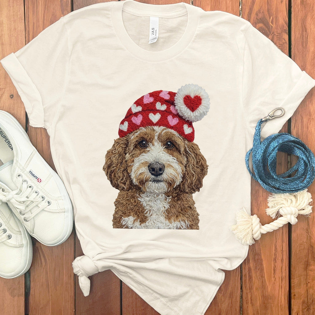 Cavapoo Valentine Charm Faux Yarn T-Shirt in Natural / S by Puppy Jo