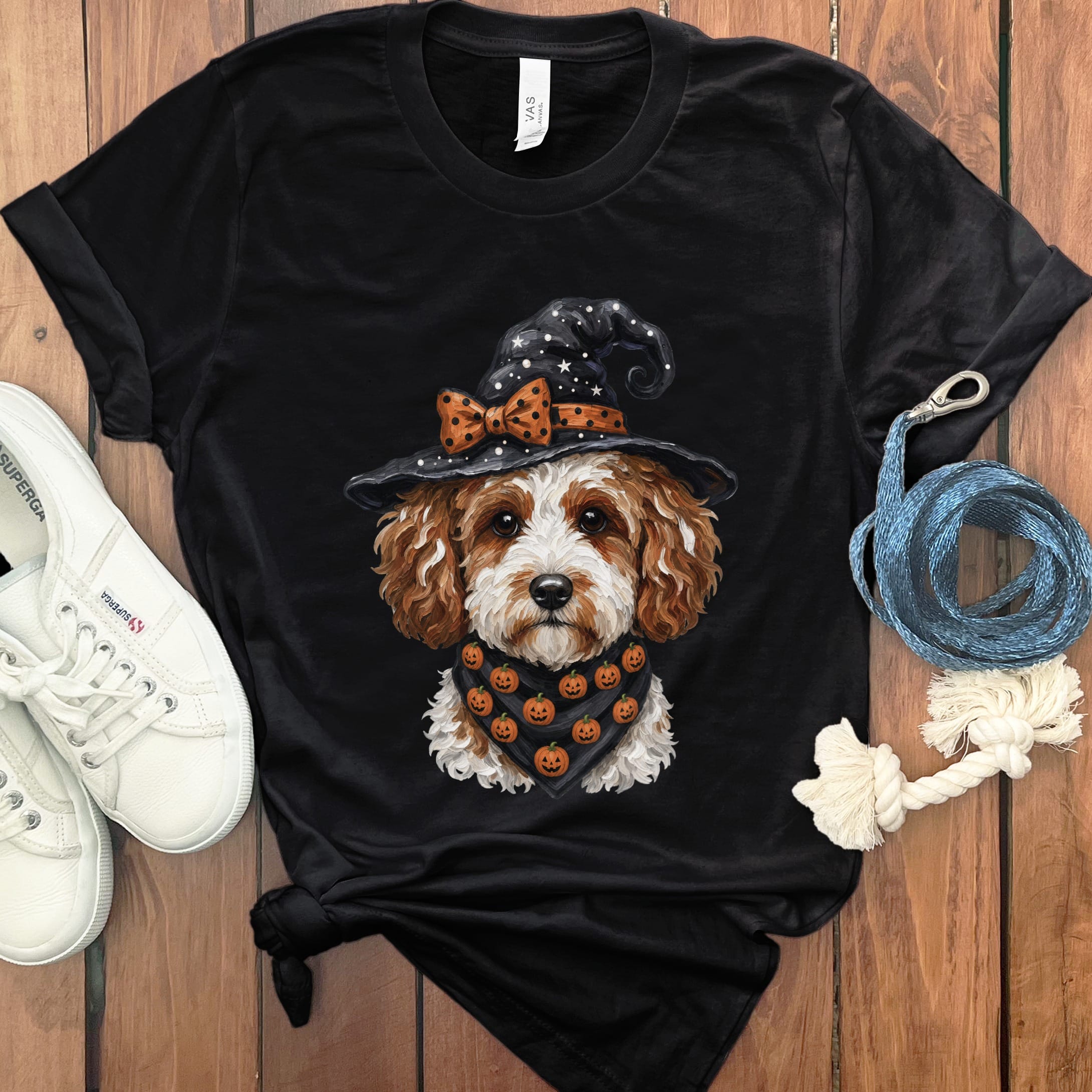 Cavapoo Witch Hat T-Shirt in Black / S by MyDesigns