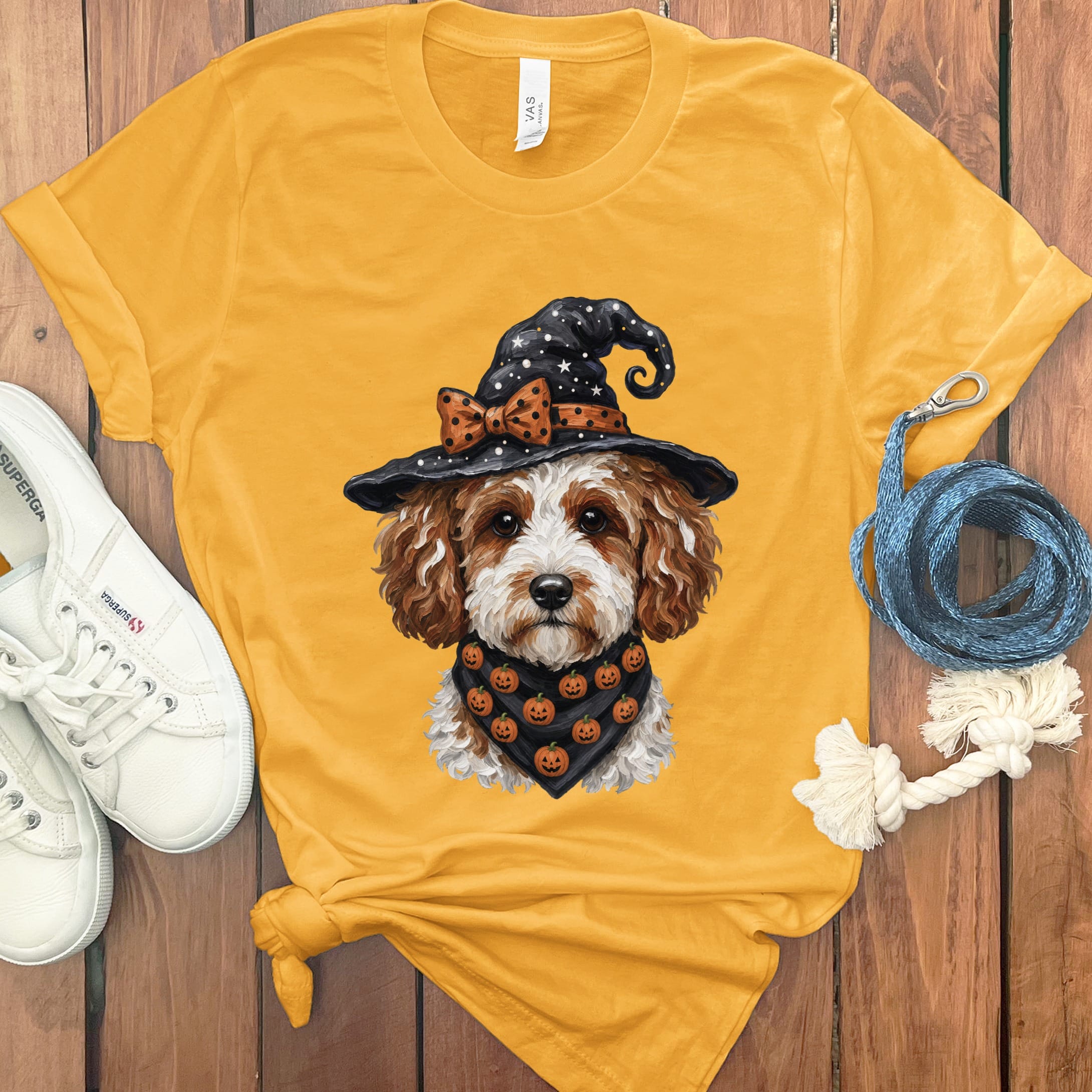 Cavapoo Witch Hat T-Shirt in Gold / S by MyDesigns
