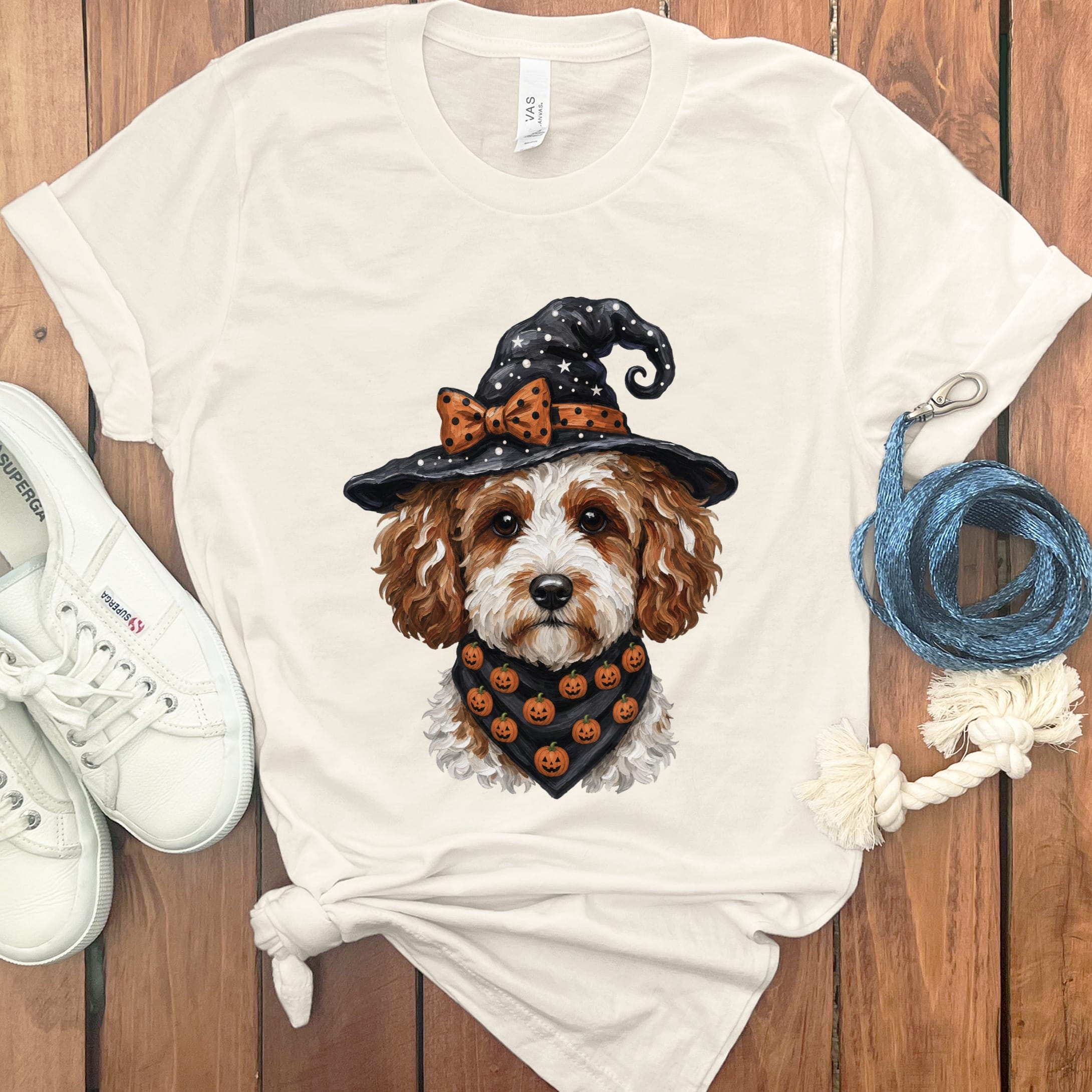 Cavapoo Witch Hat T-Shirt in Natural / S by MyDesigns