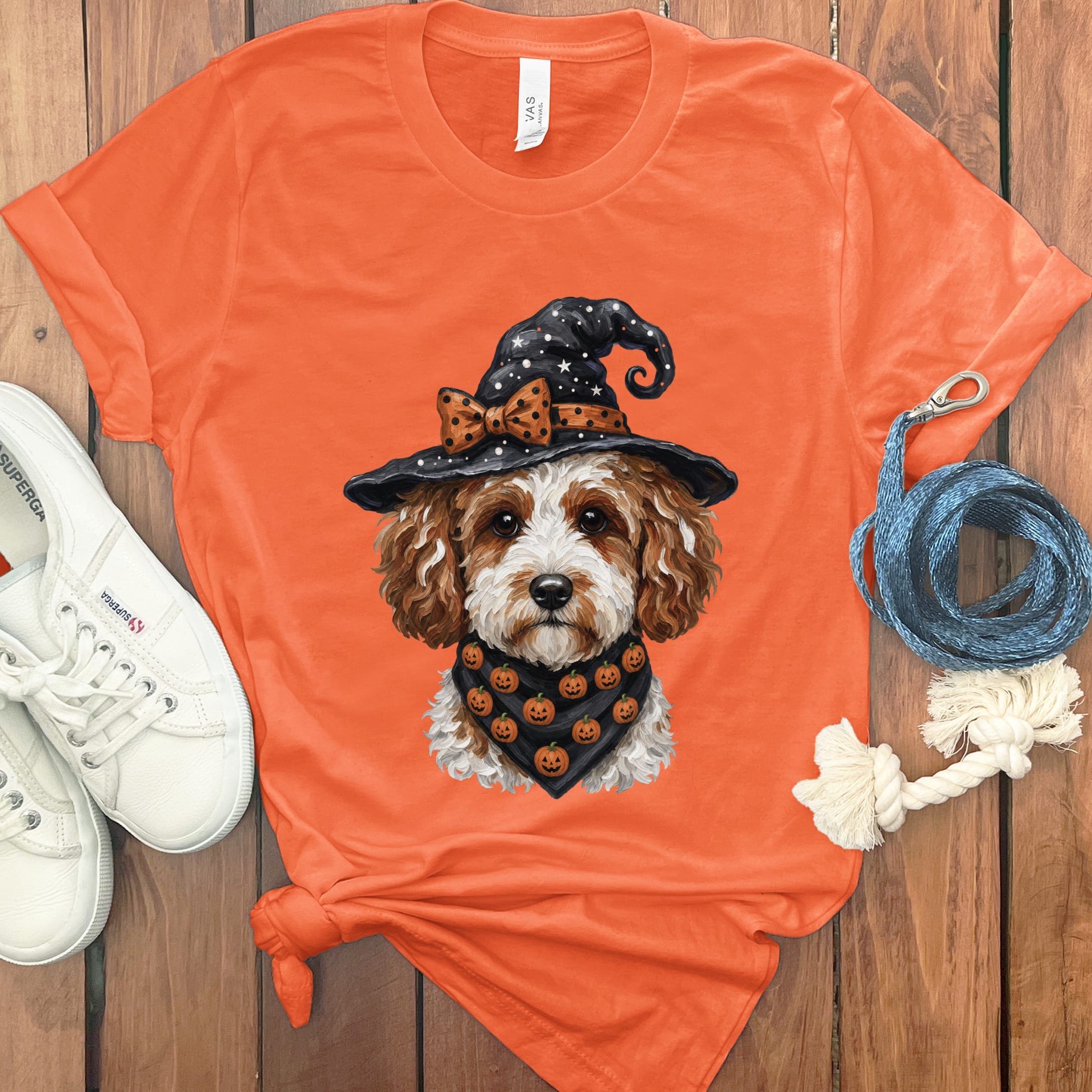 Cavapoo Witch Hat T-Shirt in Orange / S by MyDesigns