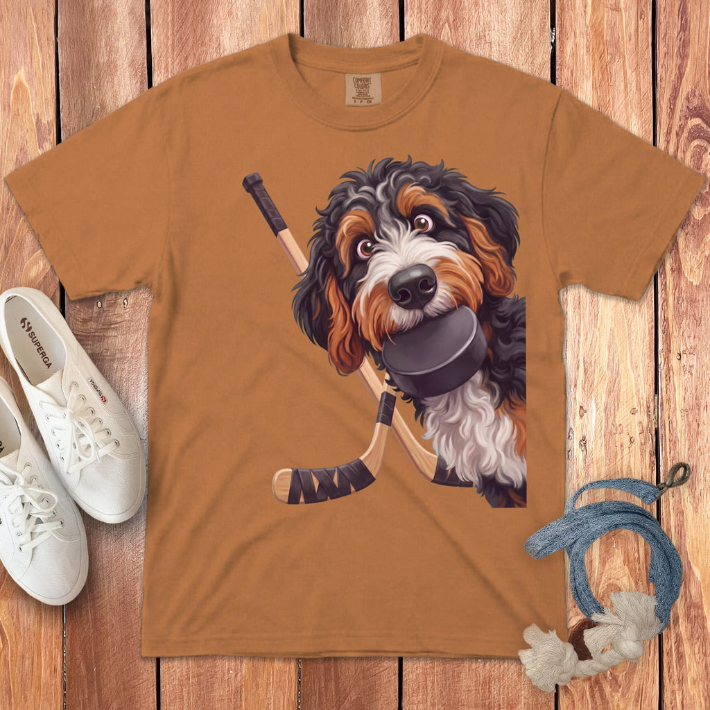 Bernedoodle Hockey Signature T-Shirt in Yam / S by Puppy Jo