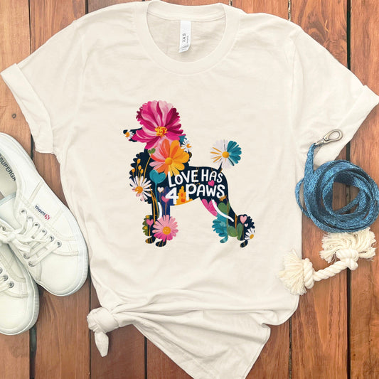 Love Has 4 Paws Floral Design T-Shirt product type