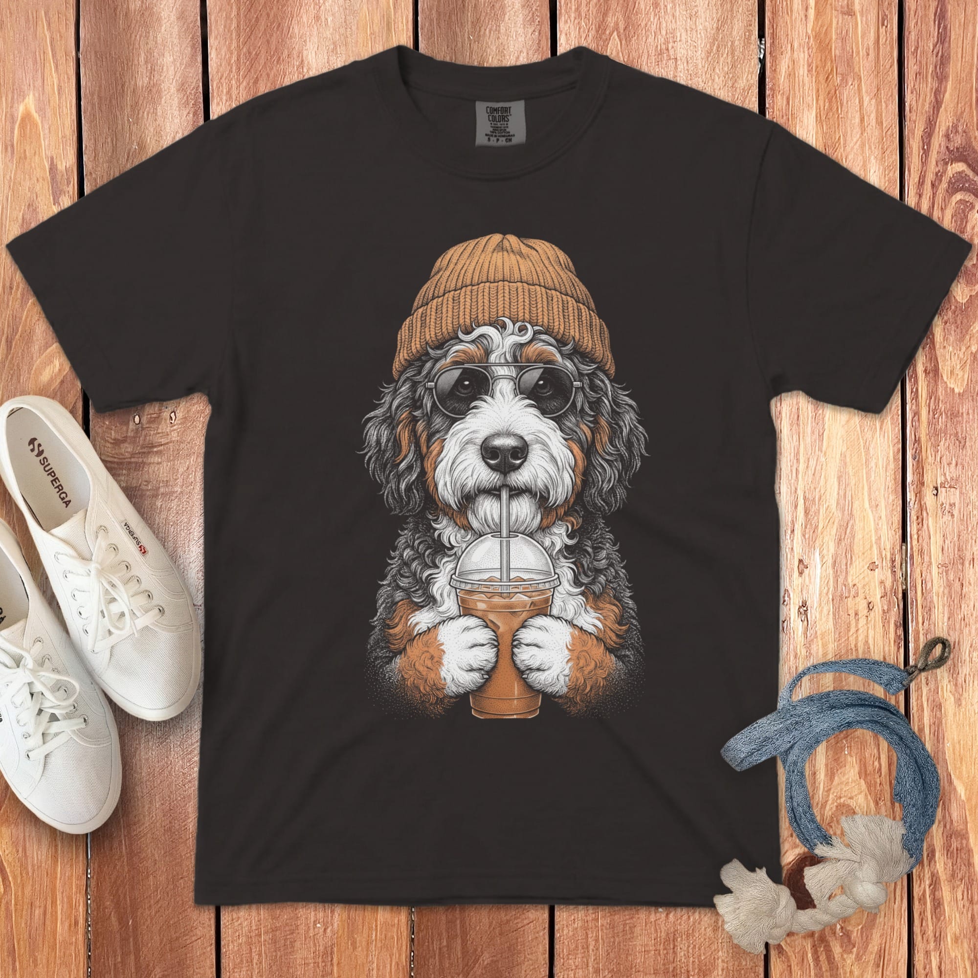 Bernedoodle Ice Latte Signature T-Shirt in Graphite / S by Puppy Jo