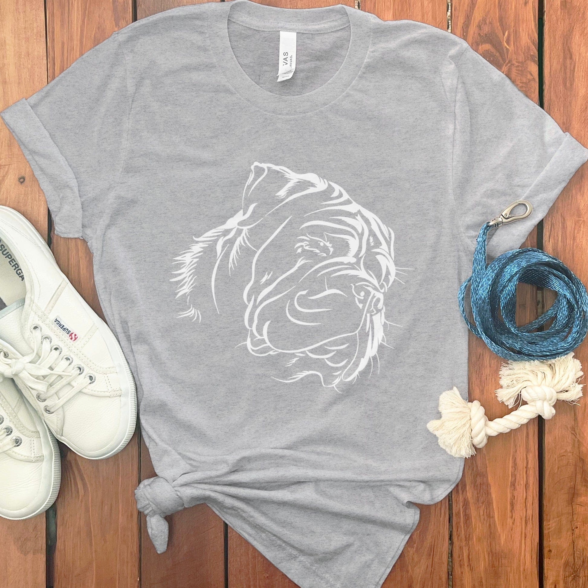 Artistic Dog Print Gray Short Sleeve Shirt product type