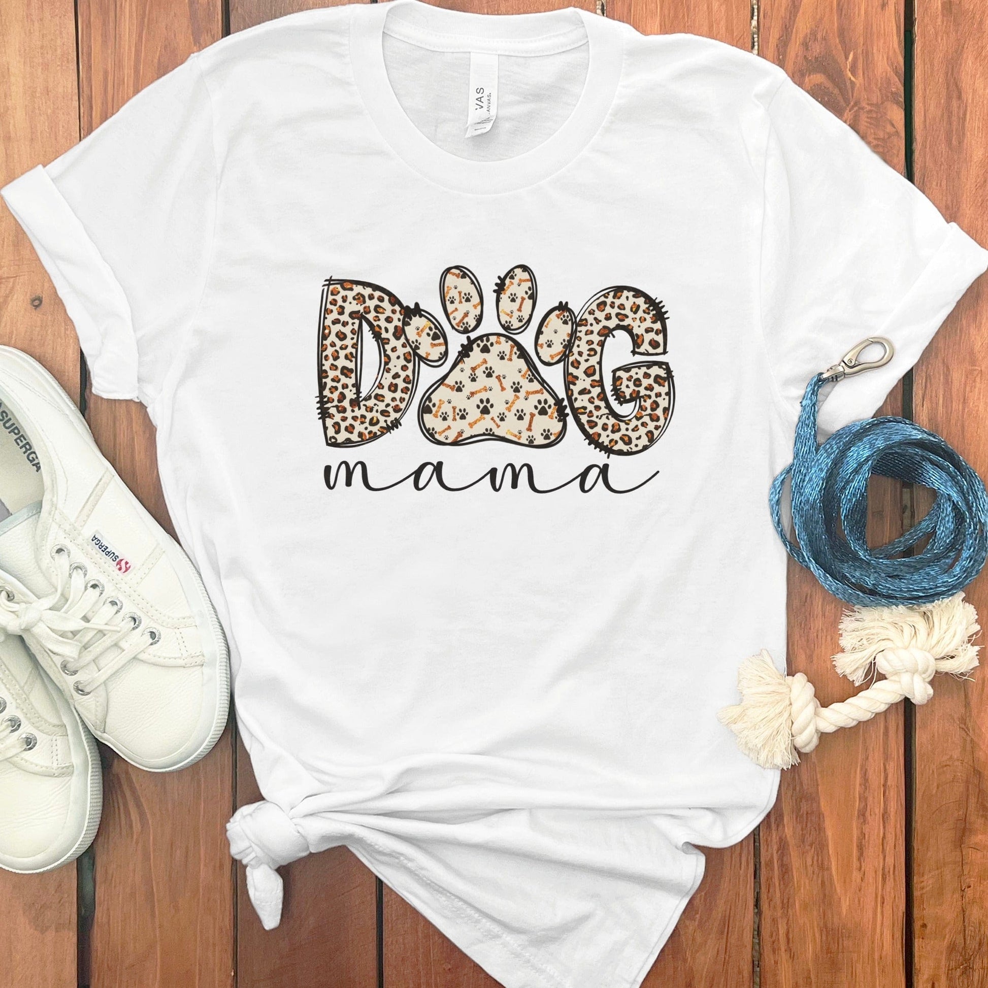 Dog Mama Graphic Tee with Animal Print Design product