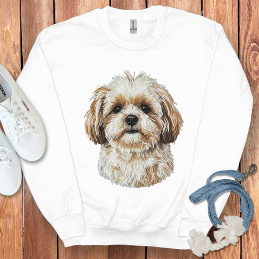 Adorable Shih Tzu Dog Print White Sweatshirt