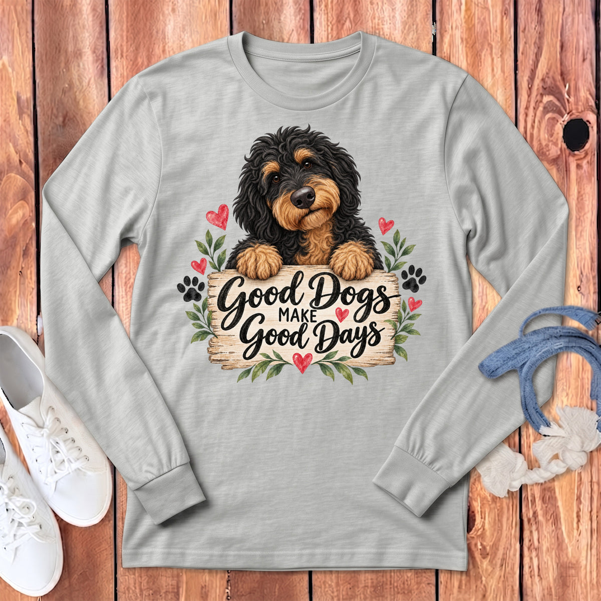 Phantom Goldendoodle Good Days Long Sleeve T-Shirt