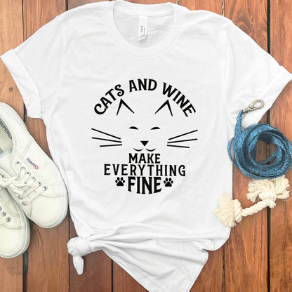 Cats And Wine Make Everything Fine T-shirt product