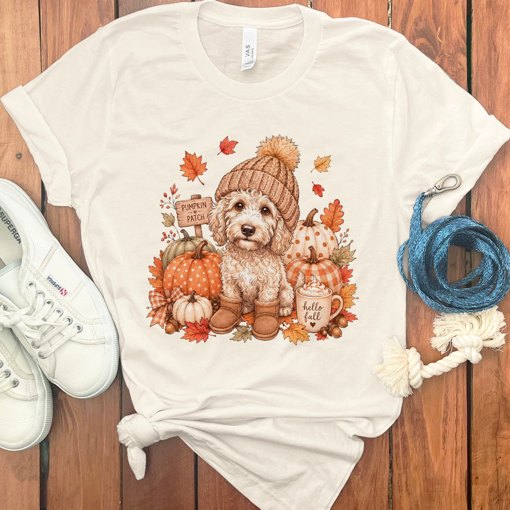 Maltipoo Pumpkin Patch T-Shirt in Natural / S by Puppy Jo