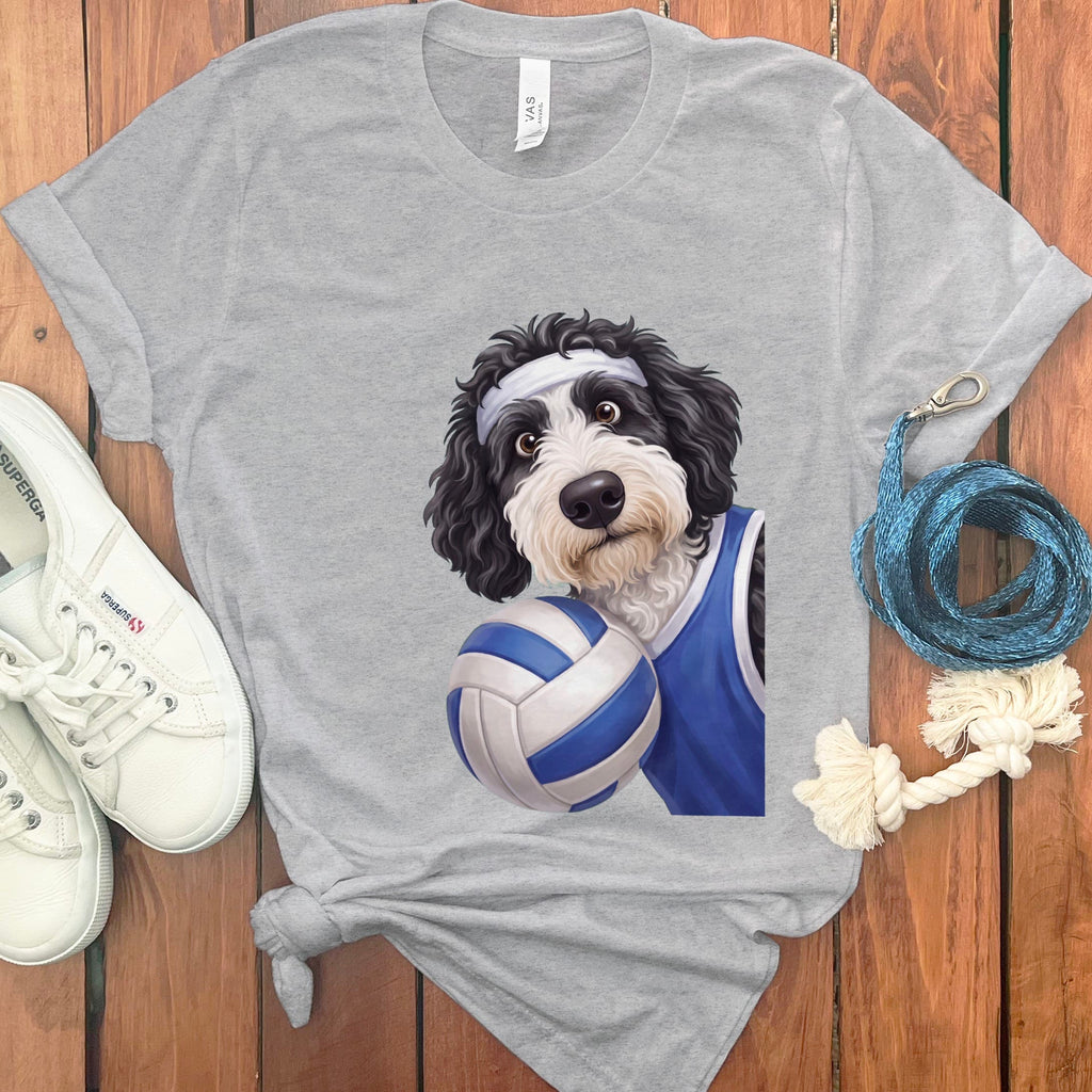 Sheepadoodle Volleyballl Player T-Shirt in Athletic Heather / S by Puppy Jo