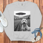 UFO Encounter with Happy Dog Print Sweatshirt
