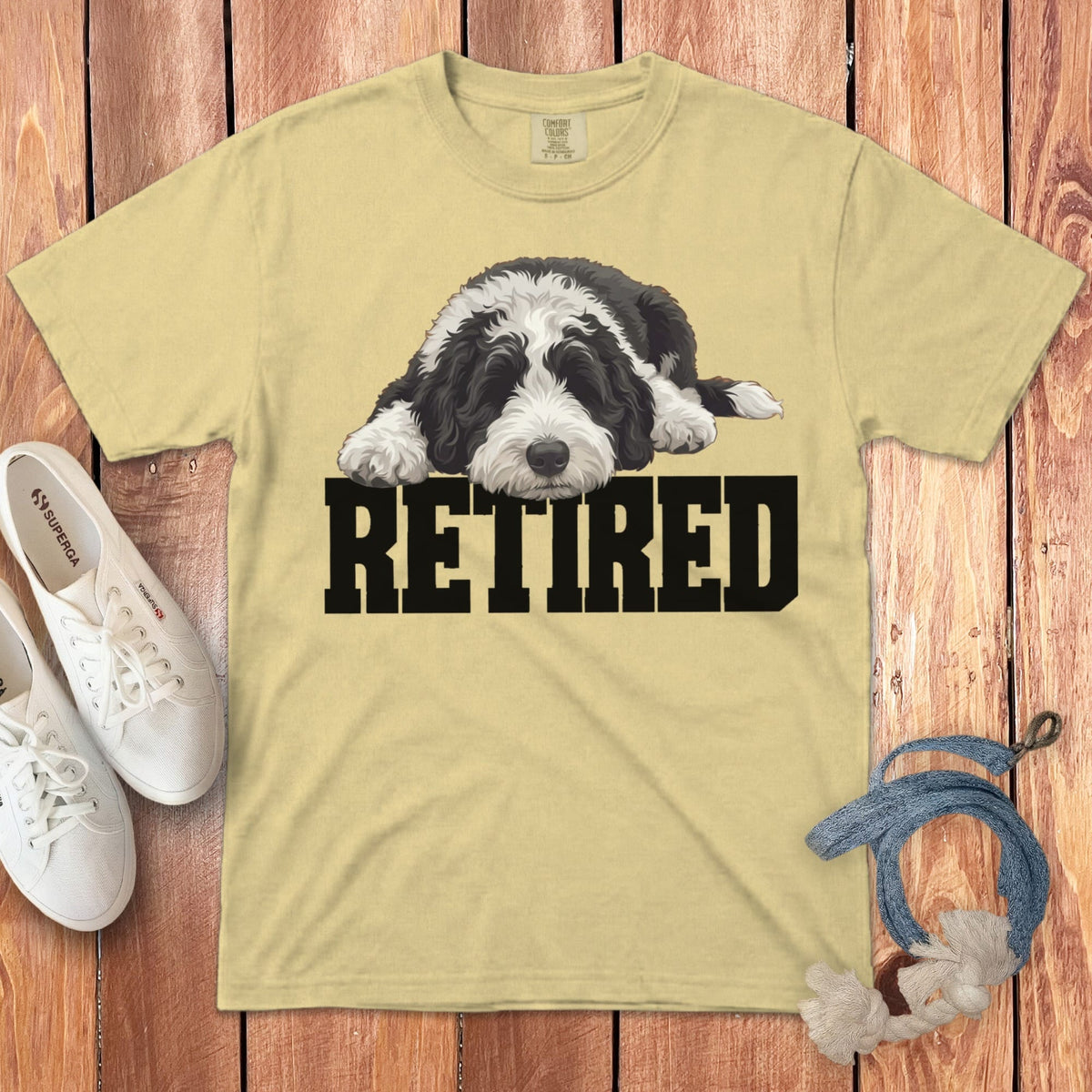 Retired Sleeping Sheepadoodle Signature T-Shirt in Butter / S by Puppy Jo