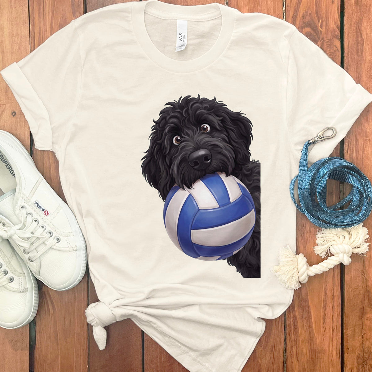Black Goldendoodle Volleyball T-Shirt in Natural / S by Puppy Jo