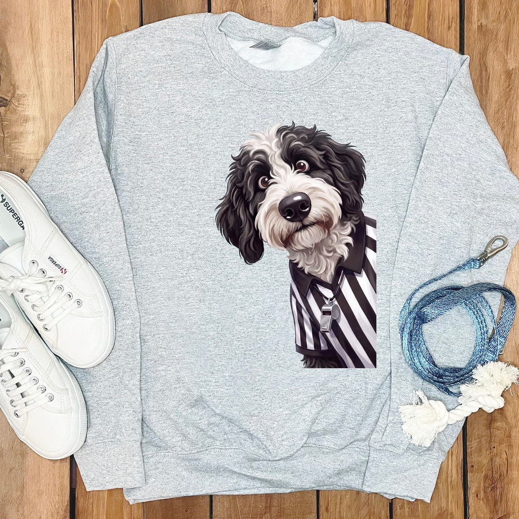 Sheepadoodle Football Referee Sweatshirt in Sport Grey / S by Puppy Jo