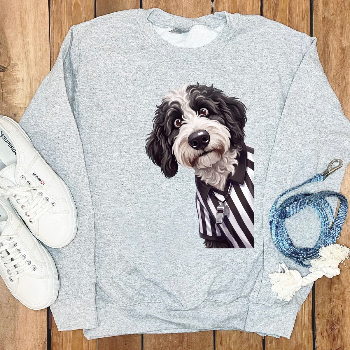 Sheepadoodle Football Referee Sweatshirt in Sport Grey / S by Puppy Jo