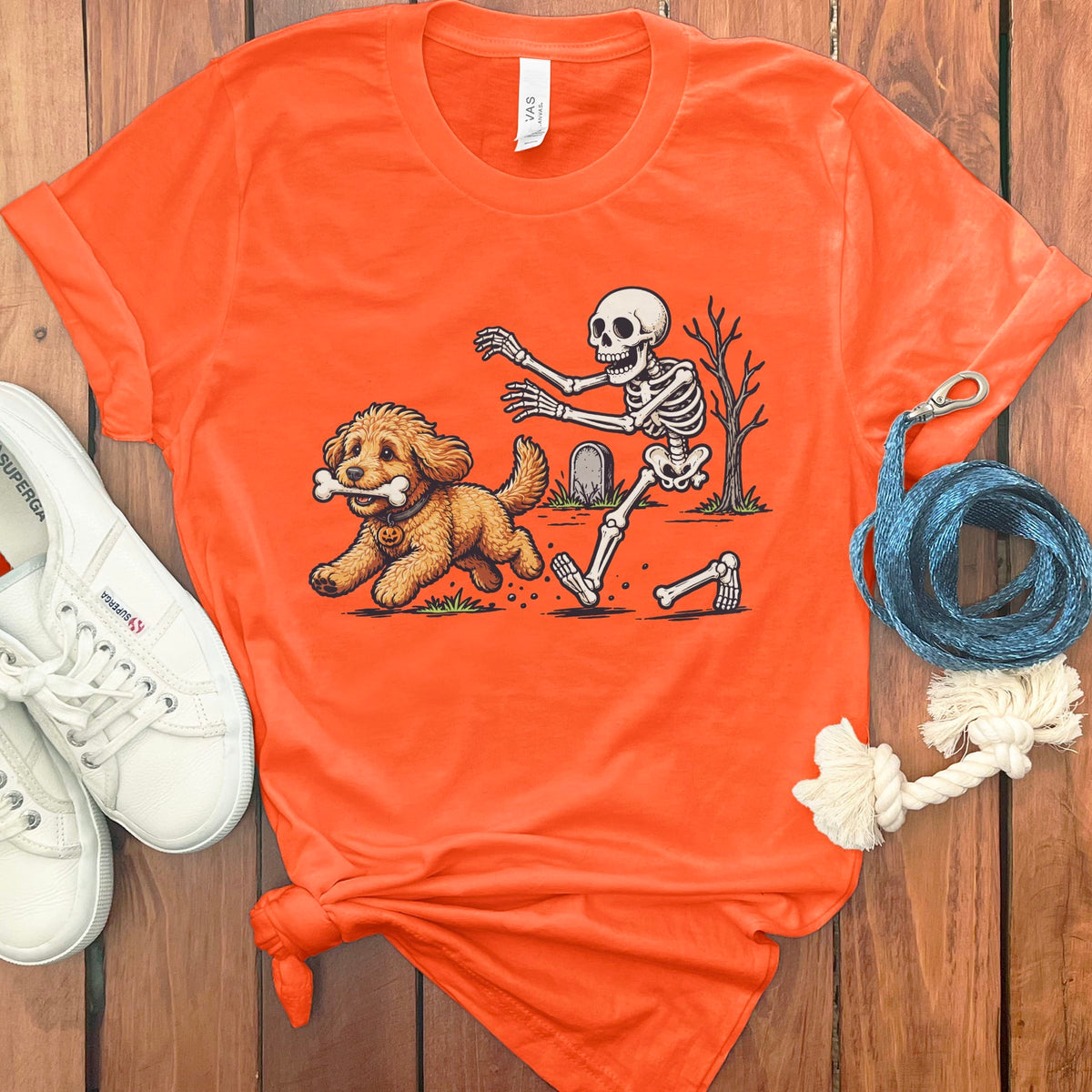 Gold Goldendoodle Bone Thief T-Shirt in Orange / S by Puppy Jo