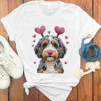 Cute Dog with Hearts Valentine's Day Graphic T-Shirt