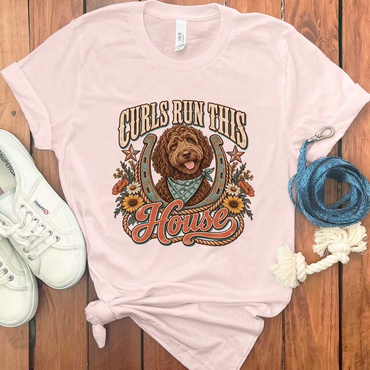 Curls House Doodle T-Shirt in Soft Pink / S by Puppy Jo