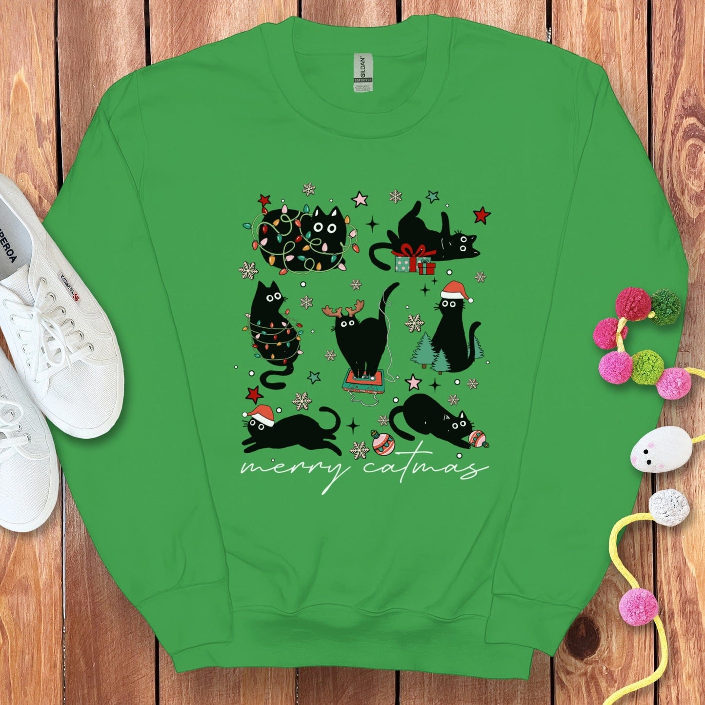 Merry Catmas Cute Cats Holiday Sweatshirt