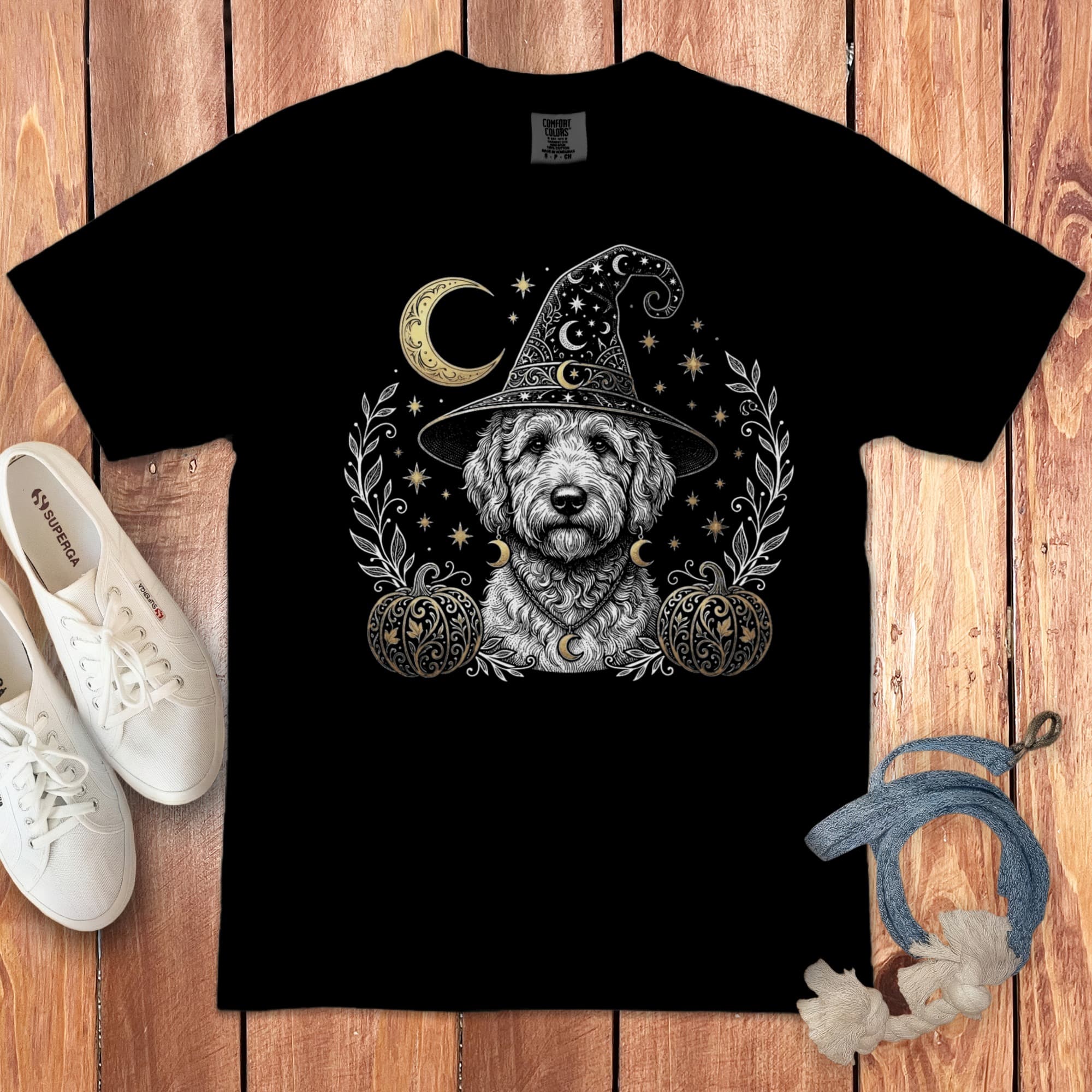Celestial Halloween Doodle Signature T-Shirt in Black / S by Puppy Jo