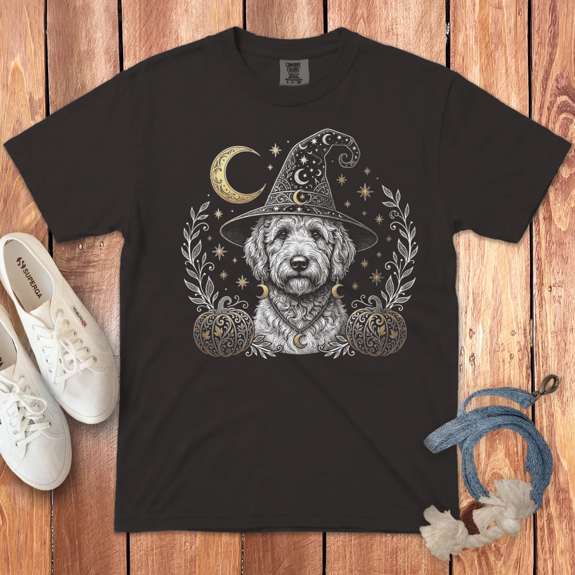 Celestial Halloween Doodle Signature T-Shirt in Graphite / S by Puppy Jo