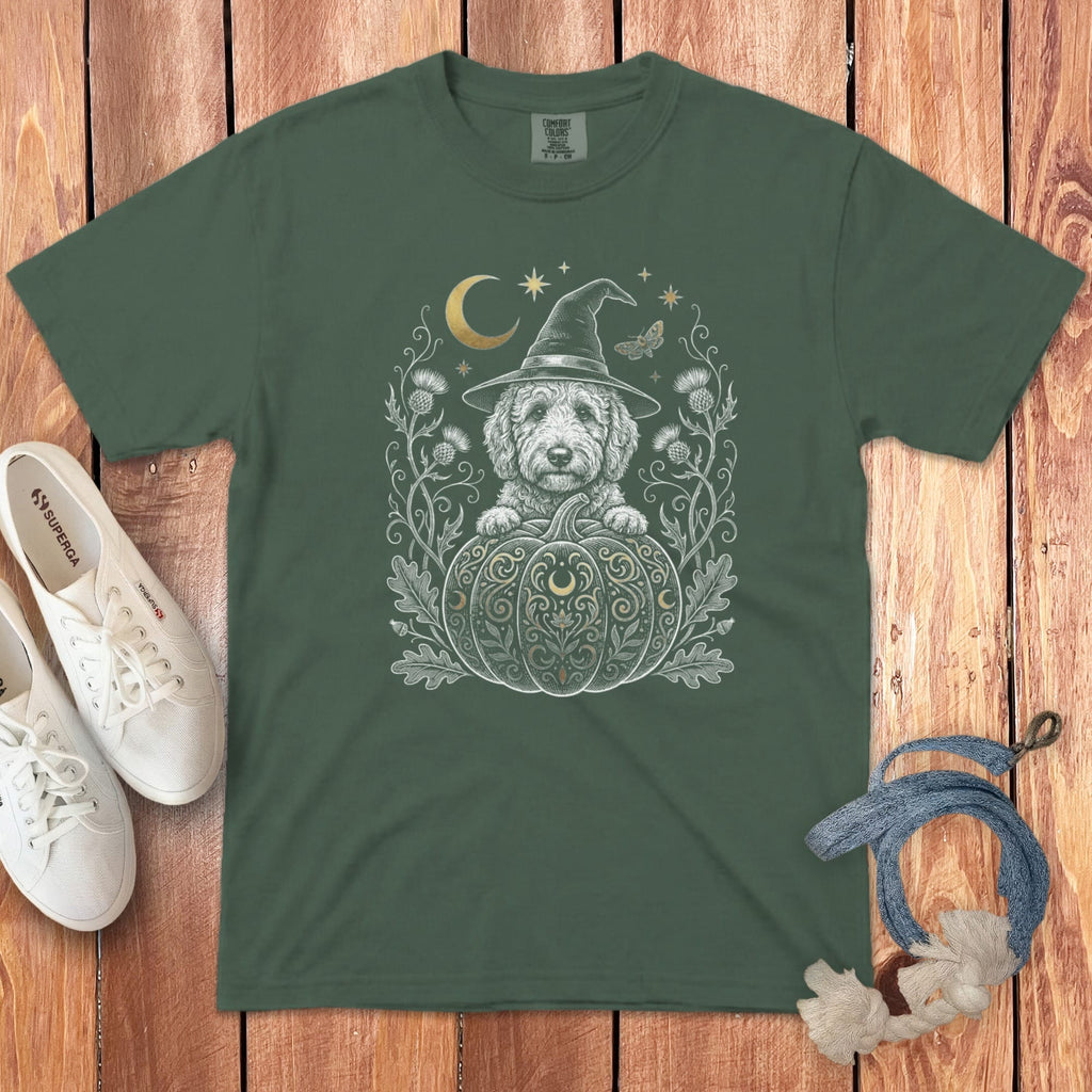 Celestial Witch Doodle Signature T-Shirt in Blue Spruce / S by Puppy Jo