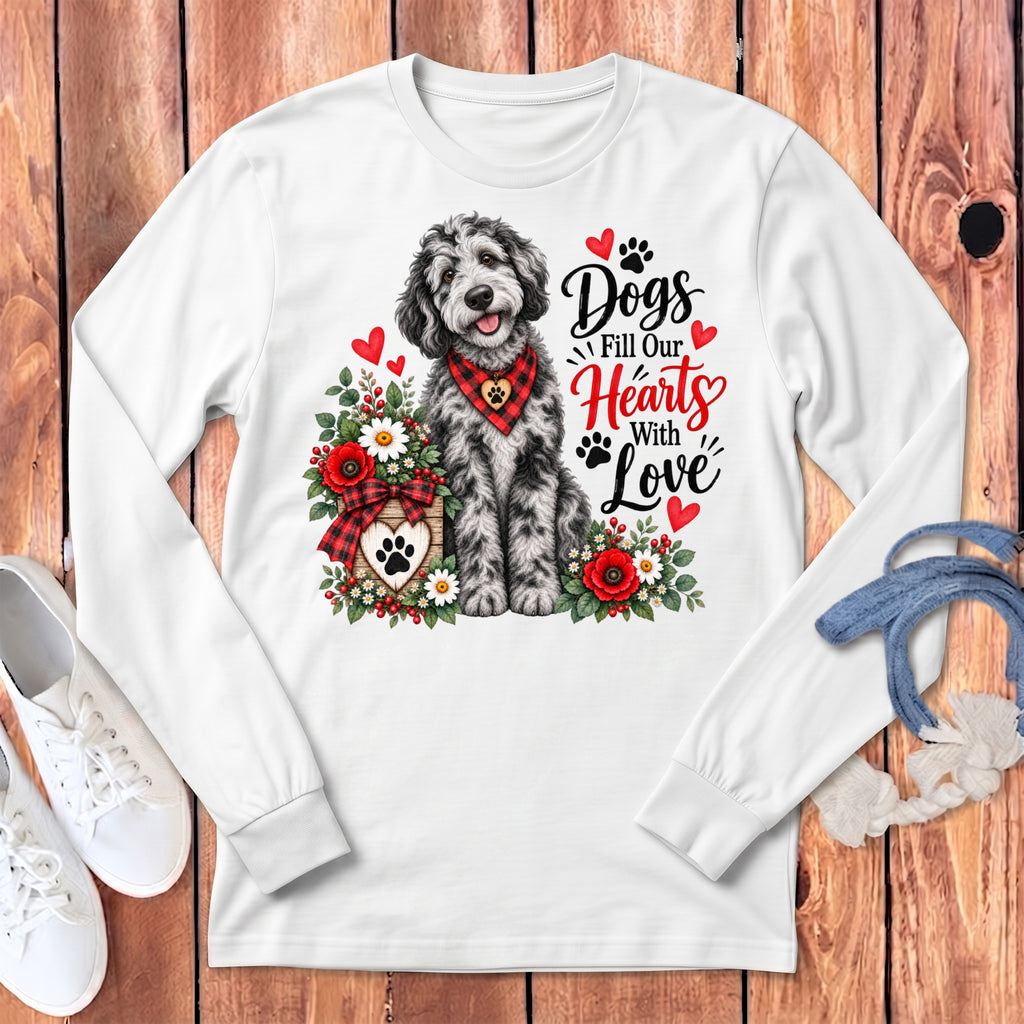 Merle Goldendoodle Hearts Love Long Sleeve T-Shirt