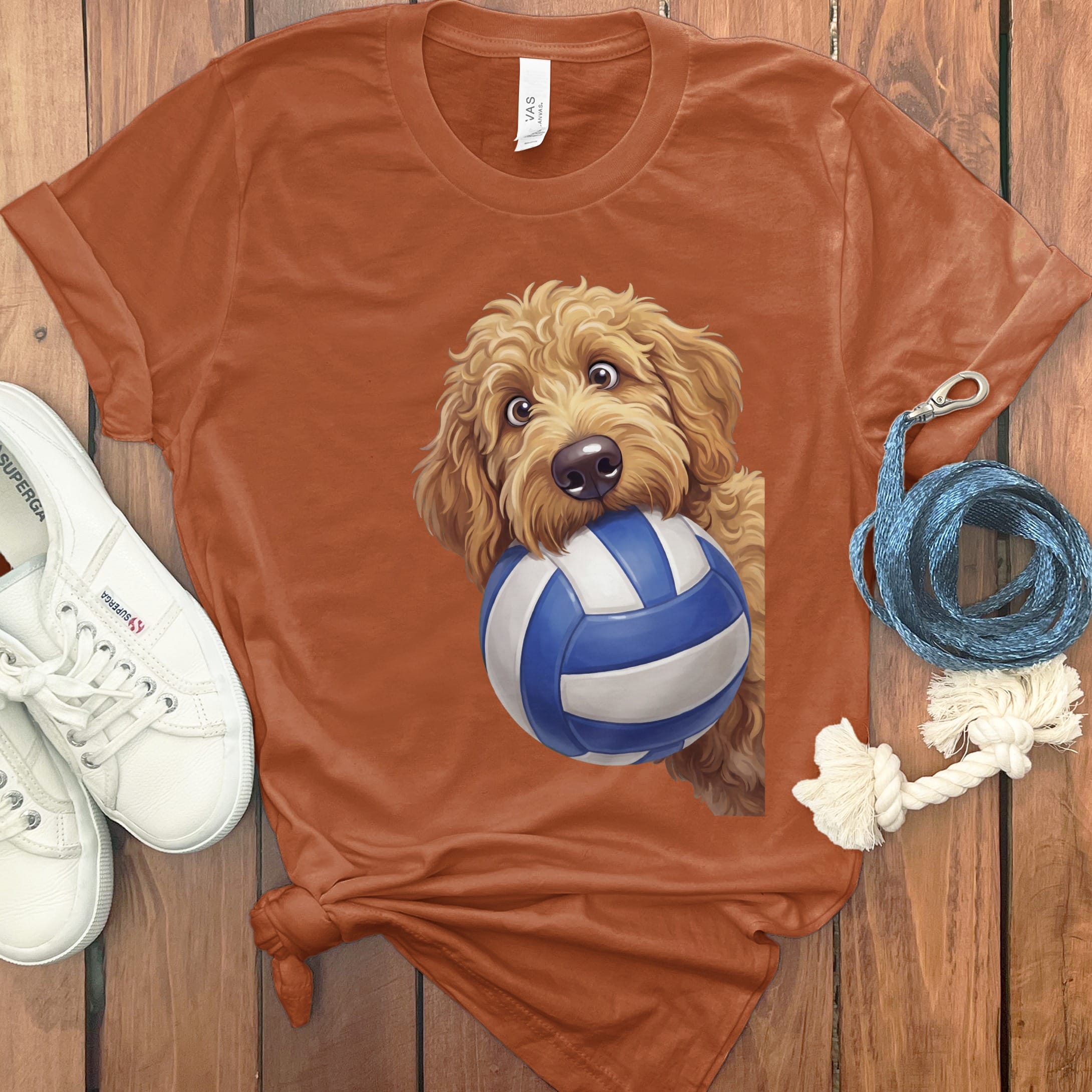 Apricot Goldendoodle Volleyball T-Shirt in Autumn / S by Puppy Jo