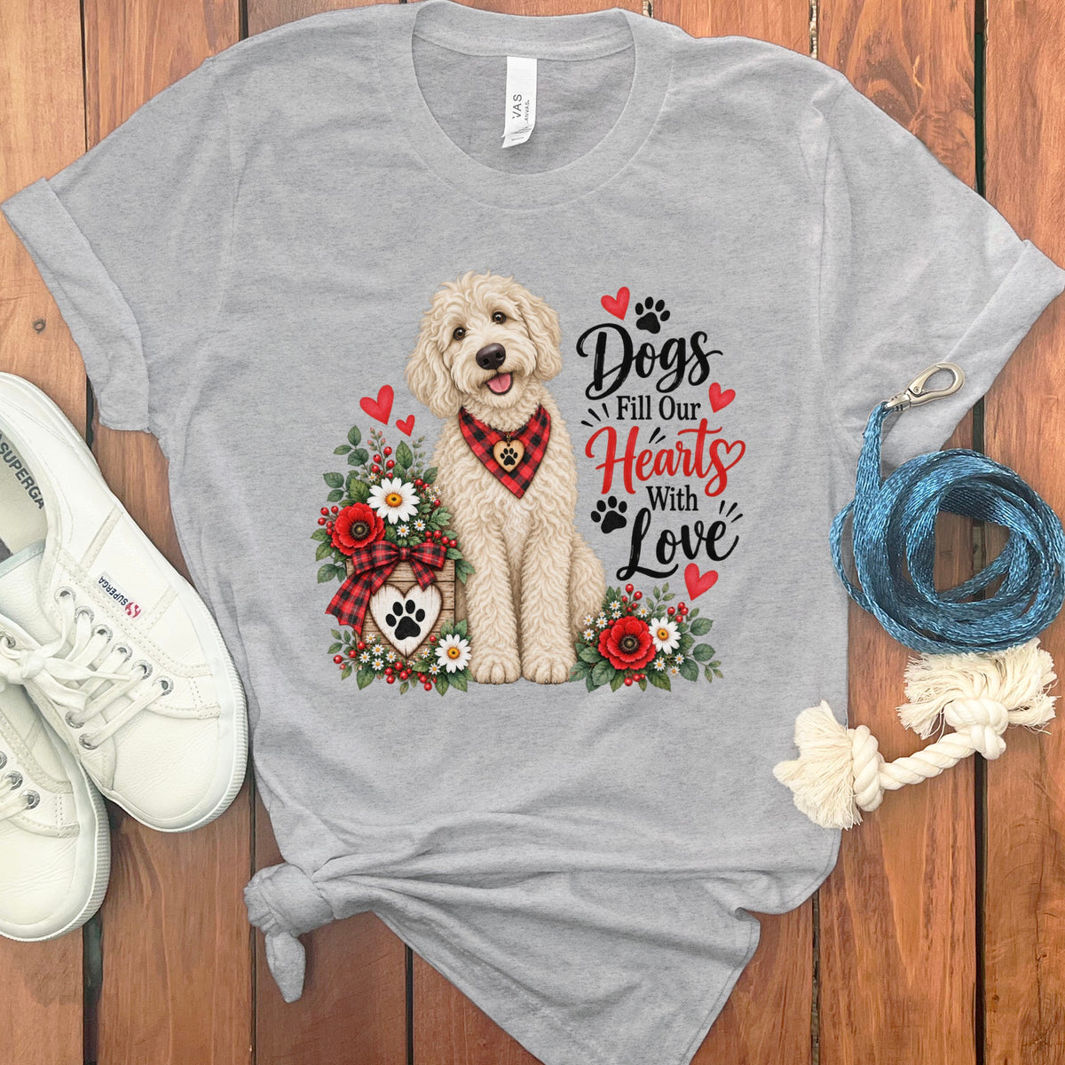 Cream Goldendoodle Hearts Love T-Shirt