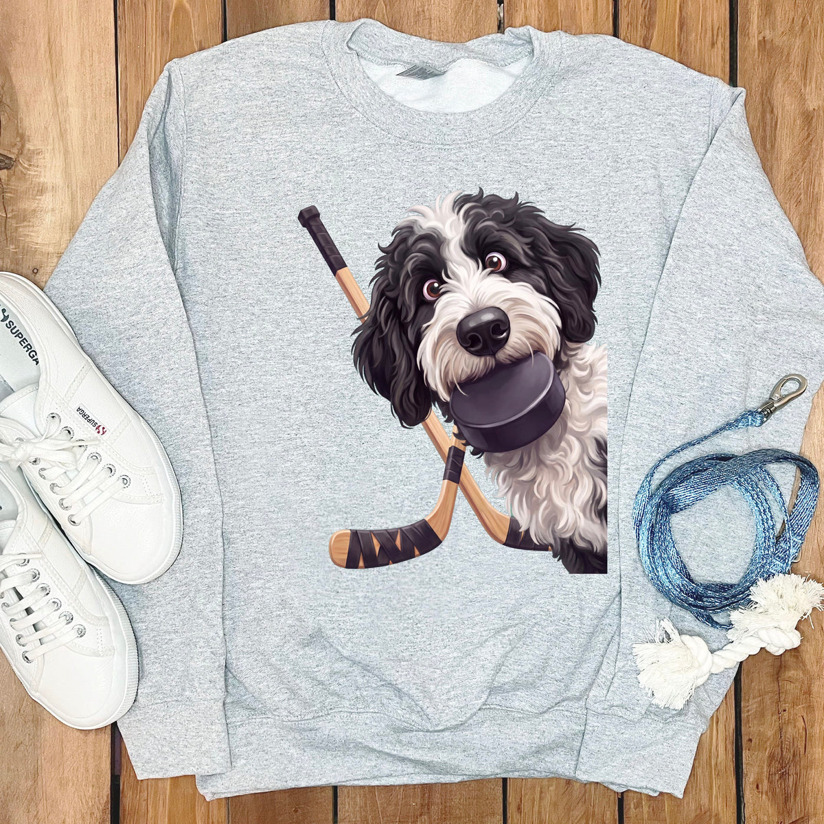 Sheepadoodle Hockey Sweatshirt in Sport Grey / S by Puppy Jo