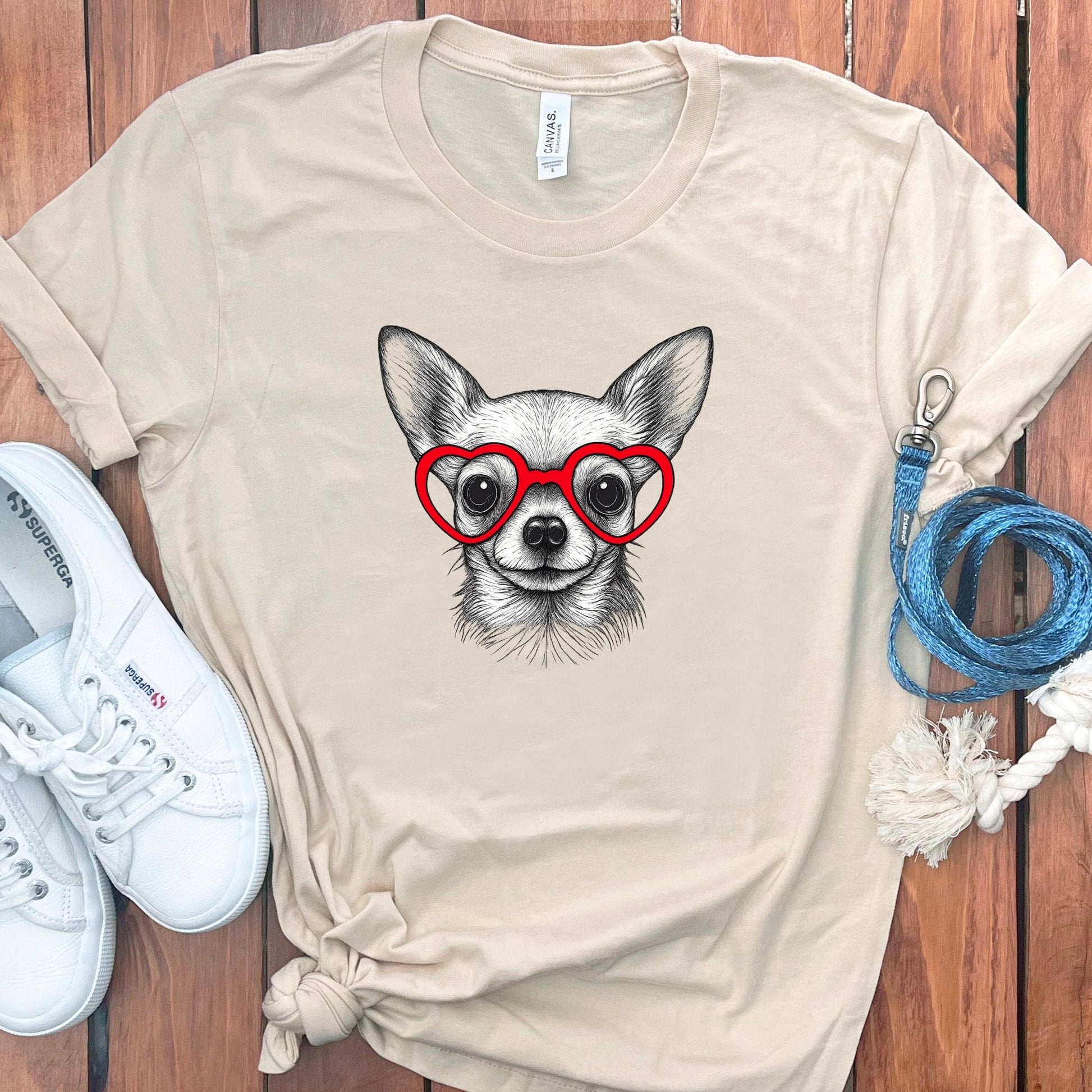 Adorable Dog Face with Glasses Graphic T-Shirt product