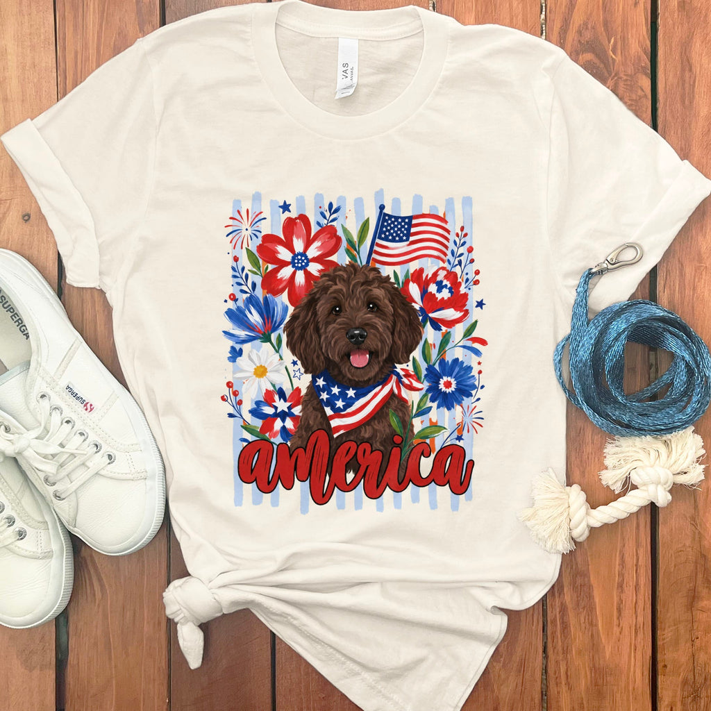 Chocolate Doodle America T-Shirt in Natural / S by Puppy Jo