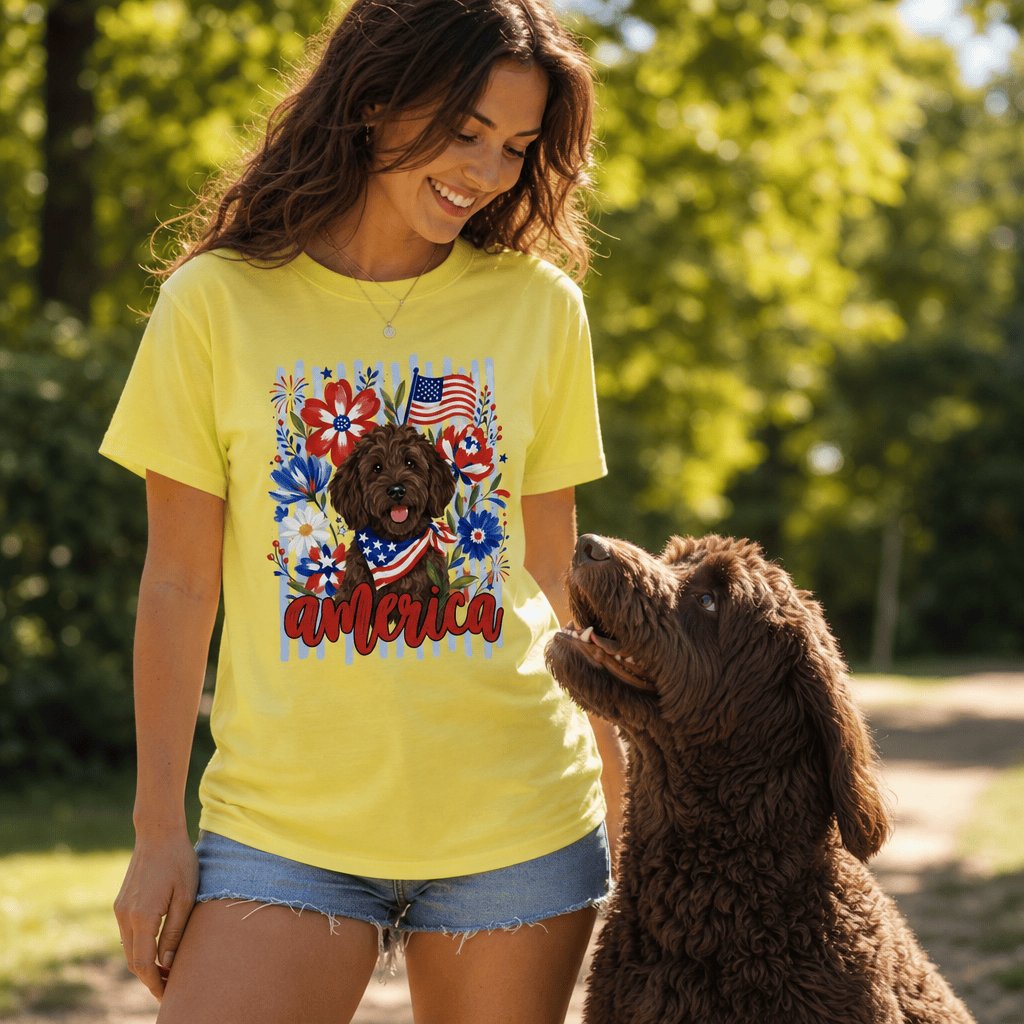Chocolate Doodle America T-Shirt in by Puppy Jo